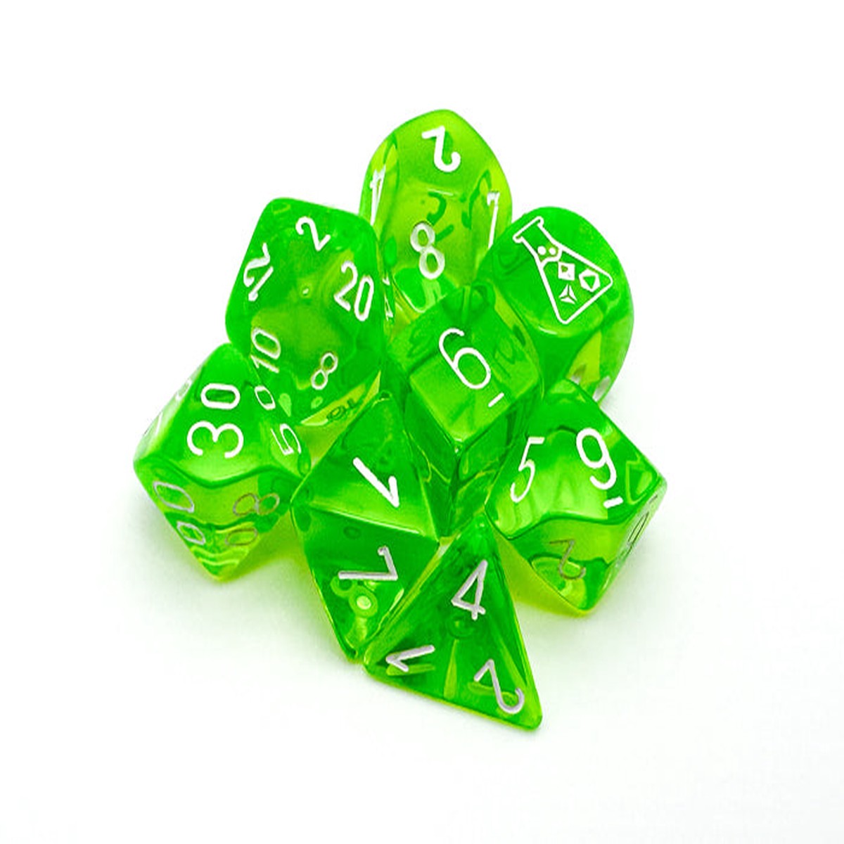 chessex-lab-dice-translucent-rad-green-white-black-light-8-dice-set-30062
