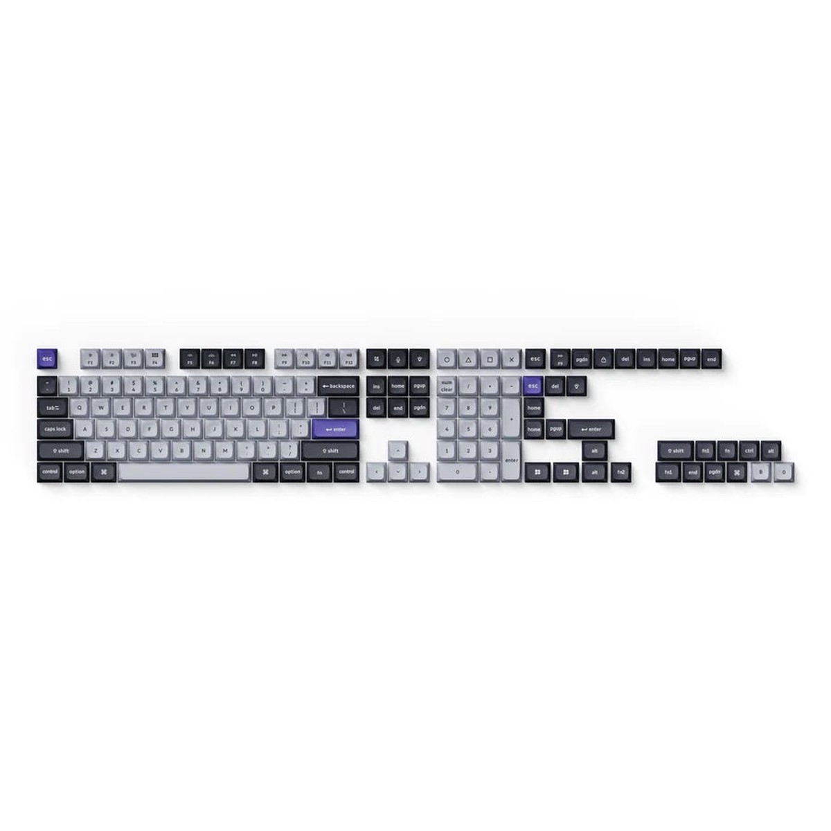 keychron-grey-silver-140-key-ksa-profile-double-shot-pbt-keycap-set