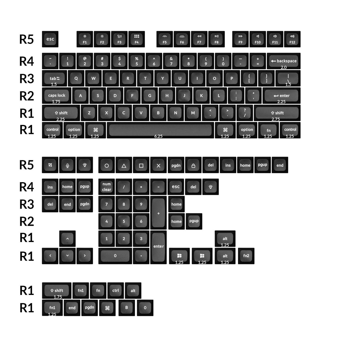 keychron-white-on-black-137-key-ksa-profile-double-shot-pbt-keycaps