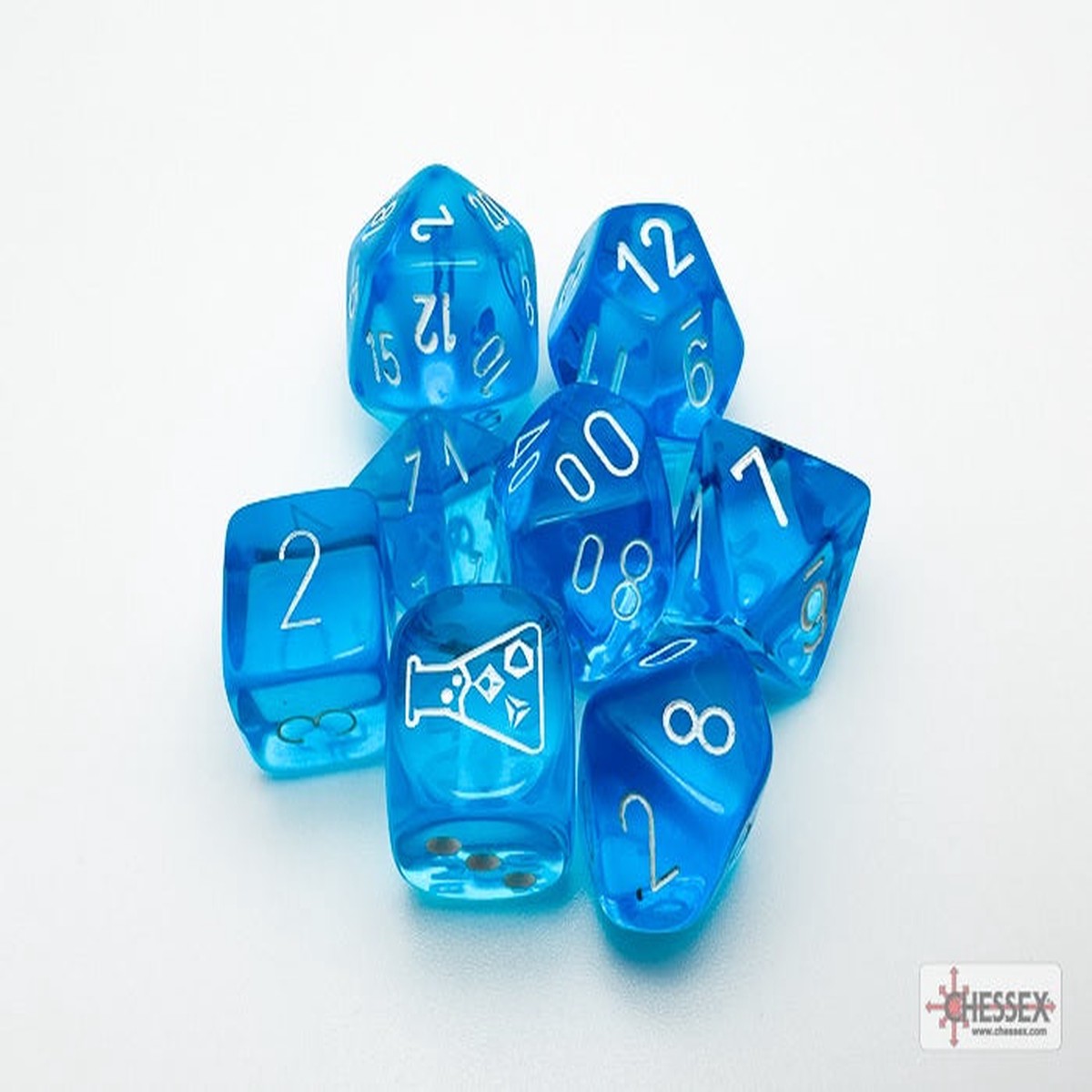 chessex-lab-dice-translucent-tropical-blue-white-8-dice-set-30063