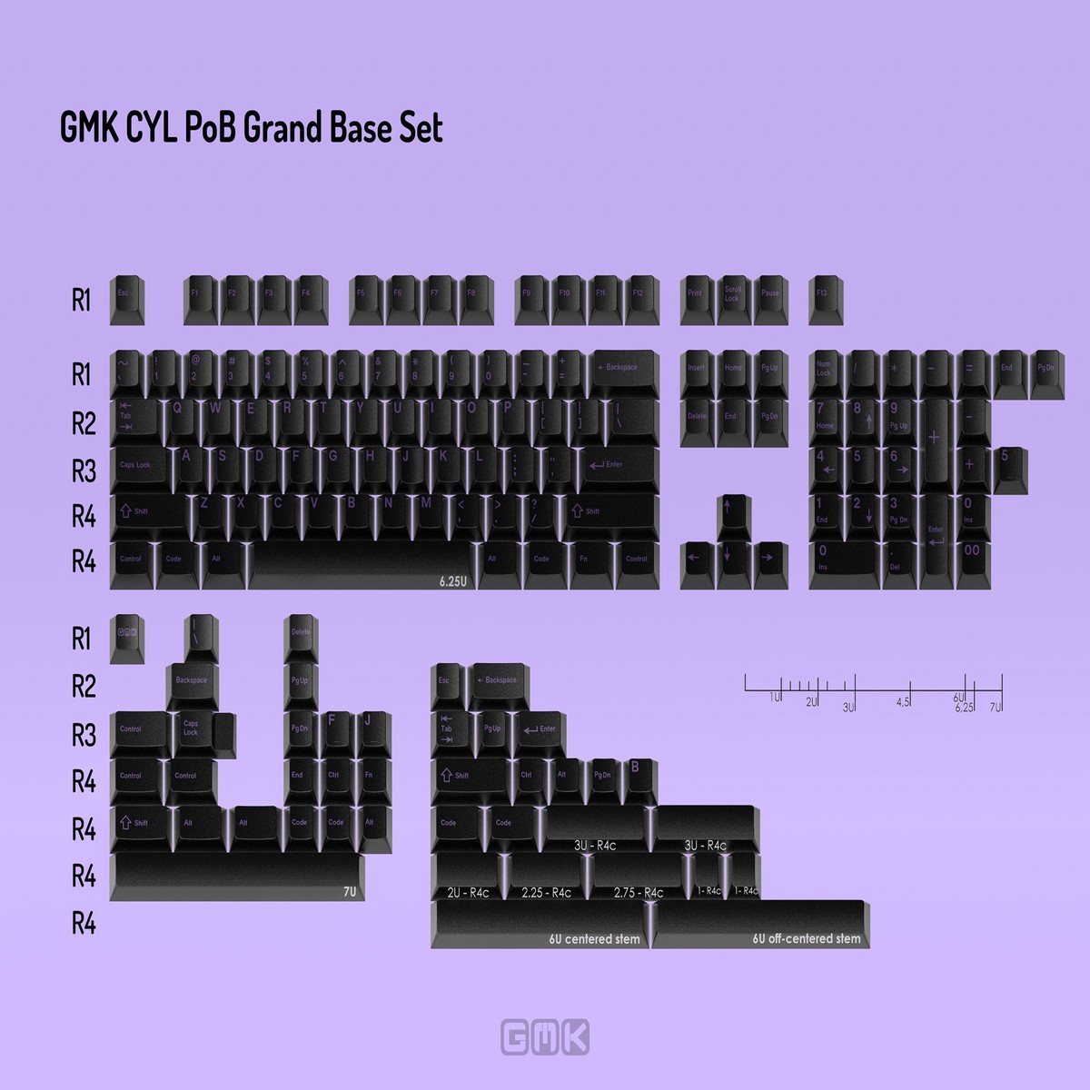 gmk-x-glarses-purple-on-black-pob-cyl-profile-double-shot-abs-keycap-set