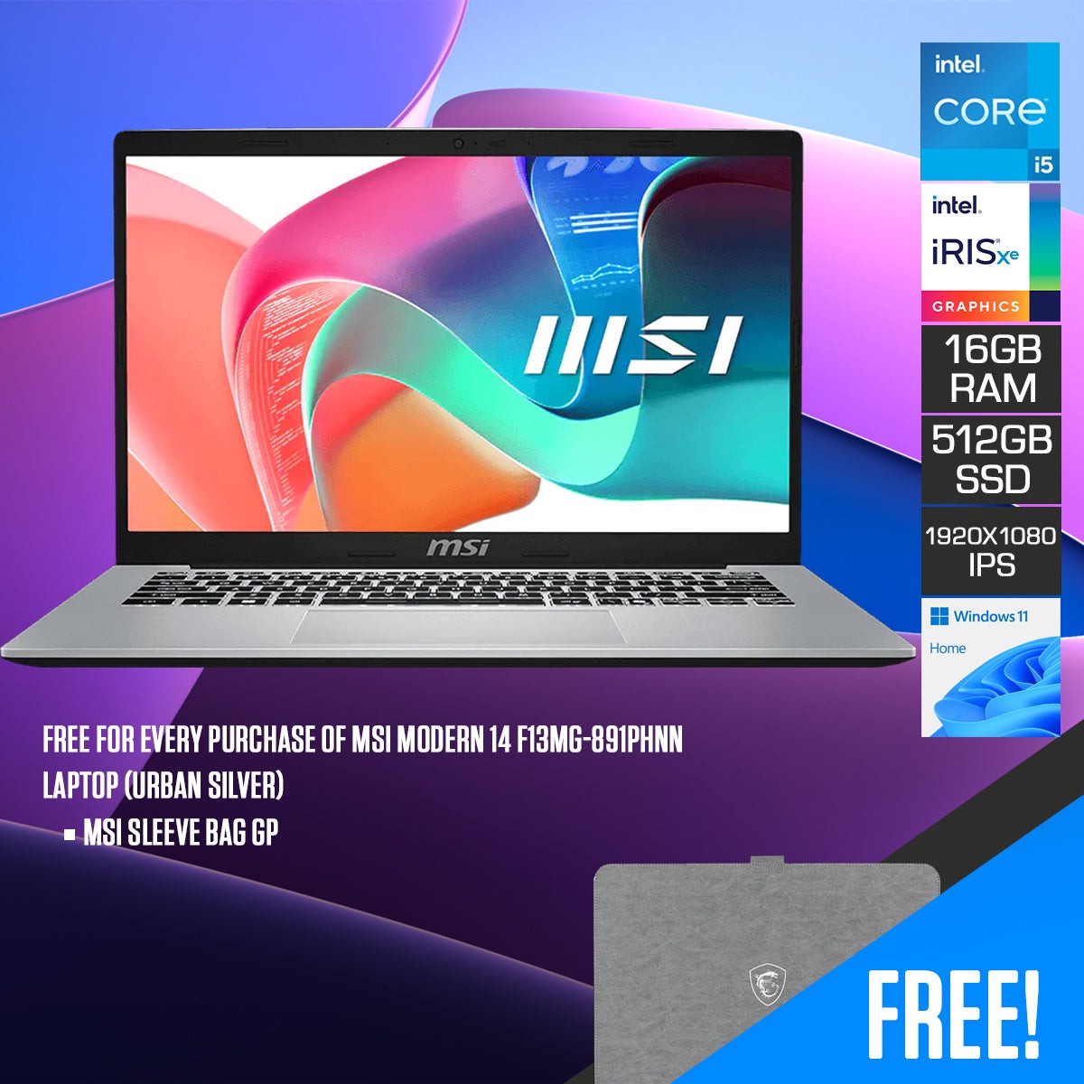 msi-modern-14-f13mg-891phnn-laptop-urban-silver-14-fhd-1920x1080-ips-core-i5-1334u-16gb-ram-512gb-ssd-intel-iris-xe-windows-11-home-msi-sleeve-bag-gp