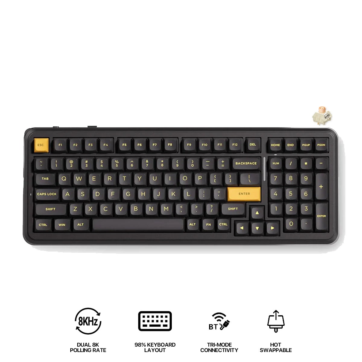 mchose-k99-v3-rgb-tri-mode-hot-swappable-mechanical-keyboard-black-gold-icy-creamsicle-switch