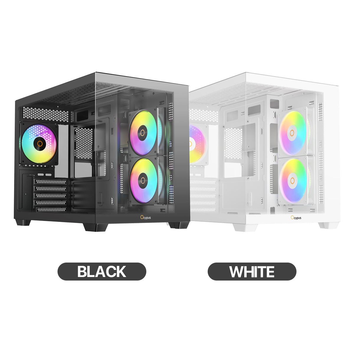 ocypus-gamma-c54-mini-tower-panoramic-pc-case-with-argb-fans-black-white-gamma-c54-bkd300xx-gl-gamma-c54-whd300xx-gl