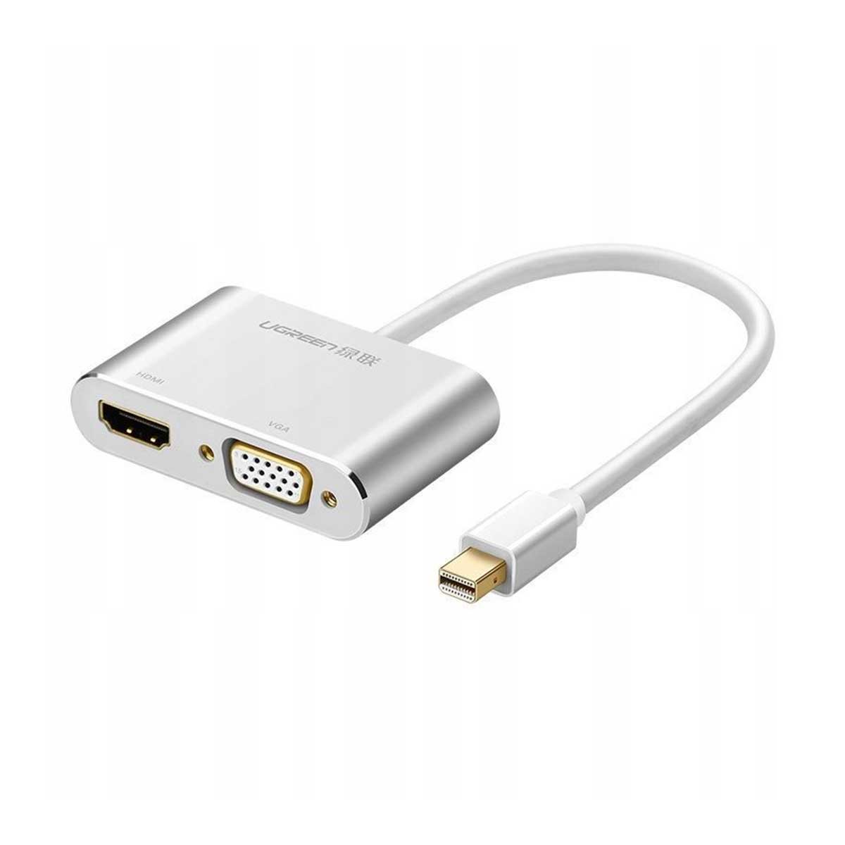 ugreen-mini-dp-male-to-vga-female-hdmi-female-converter-silver-md115-20421