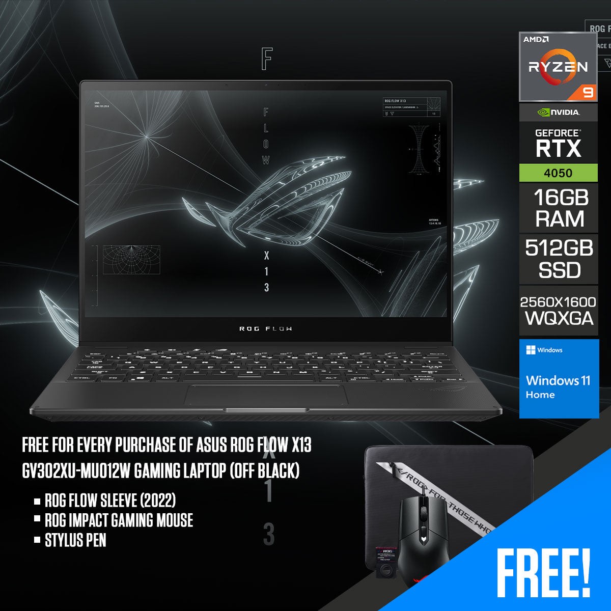 asus-rog-flow-x13-gv302xu-mu012w-gaming-laptop-13-4-qhd-165hz-ryzen-9-7940hs-16gb-ram-1tb-ssd-rtx-4050-windows-11-home-rog-impact-gaming-mouse-stylus-pen-rog-flow-sleeve
