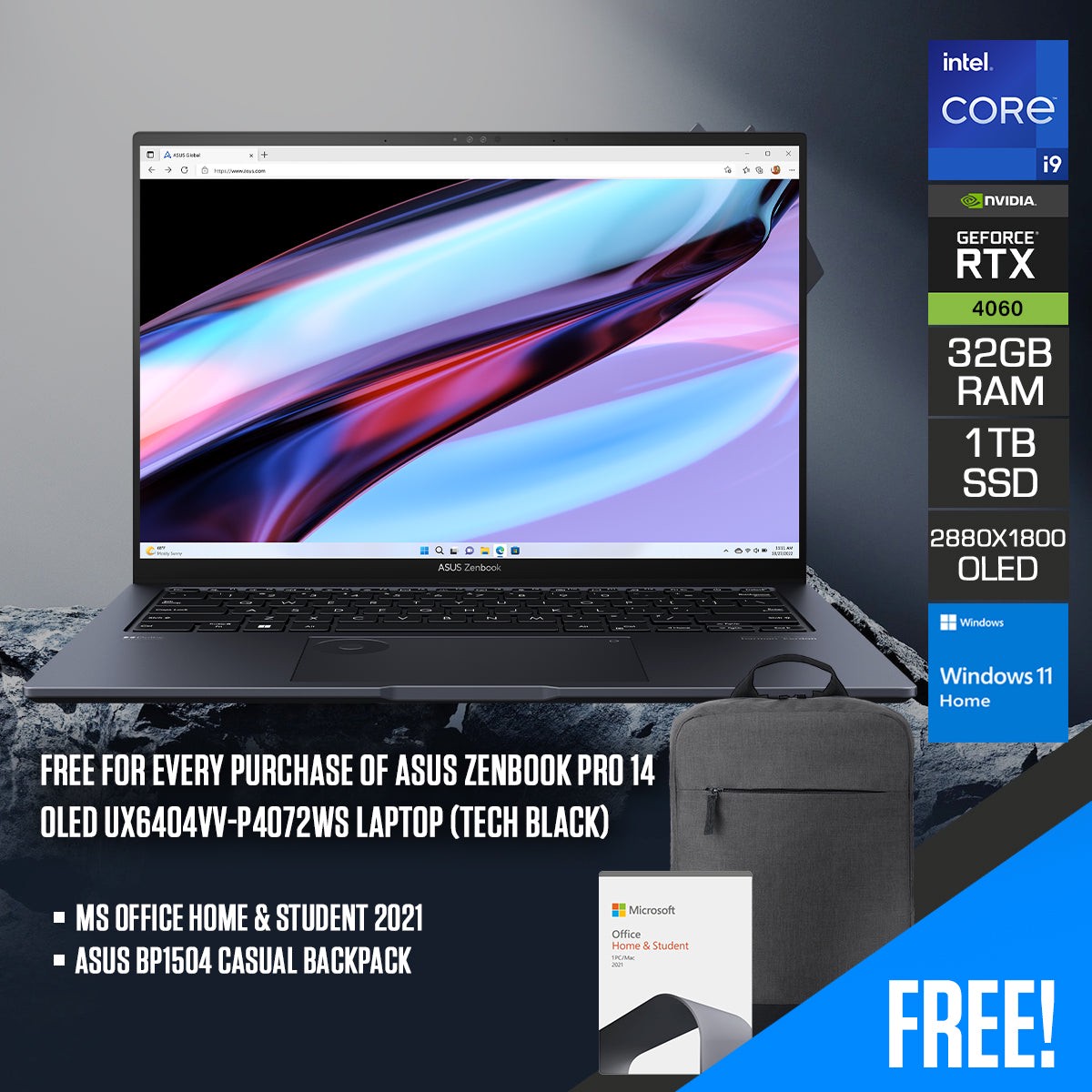 asus-zenbook-pro-14-oled-ux6404vv-p4072ws-laptop-14-5-wqxga-oled-i9-13900h-32gb-ram-rtx-4060-1tb-ssd-windows-11-home-ms-office-home-student-2021-asus-bp1504-casual-backpack