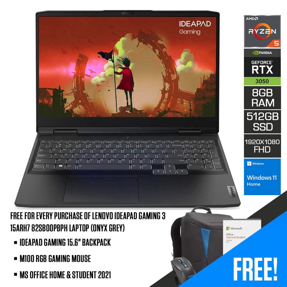 lenovo-ideapad-gaming-3-15arh7-82sb00pbph-laptop-15-6-fhd-amd-ryzen-5-6600h-8gb-ram-512gb-ssd-rtx-3050-windows-11-home-ms-office-h-s-2021-m100-rgb-gaming-mouse-ideapad-gaming