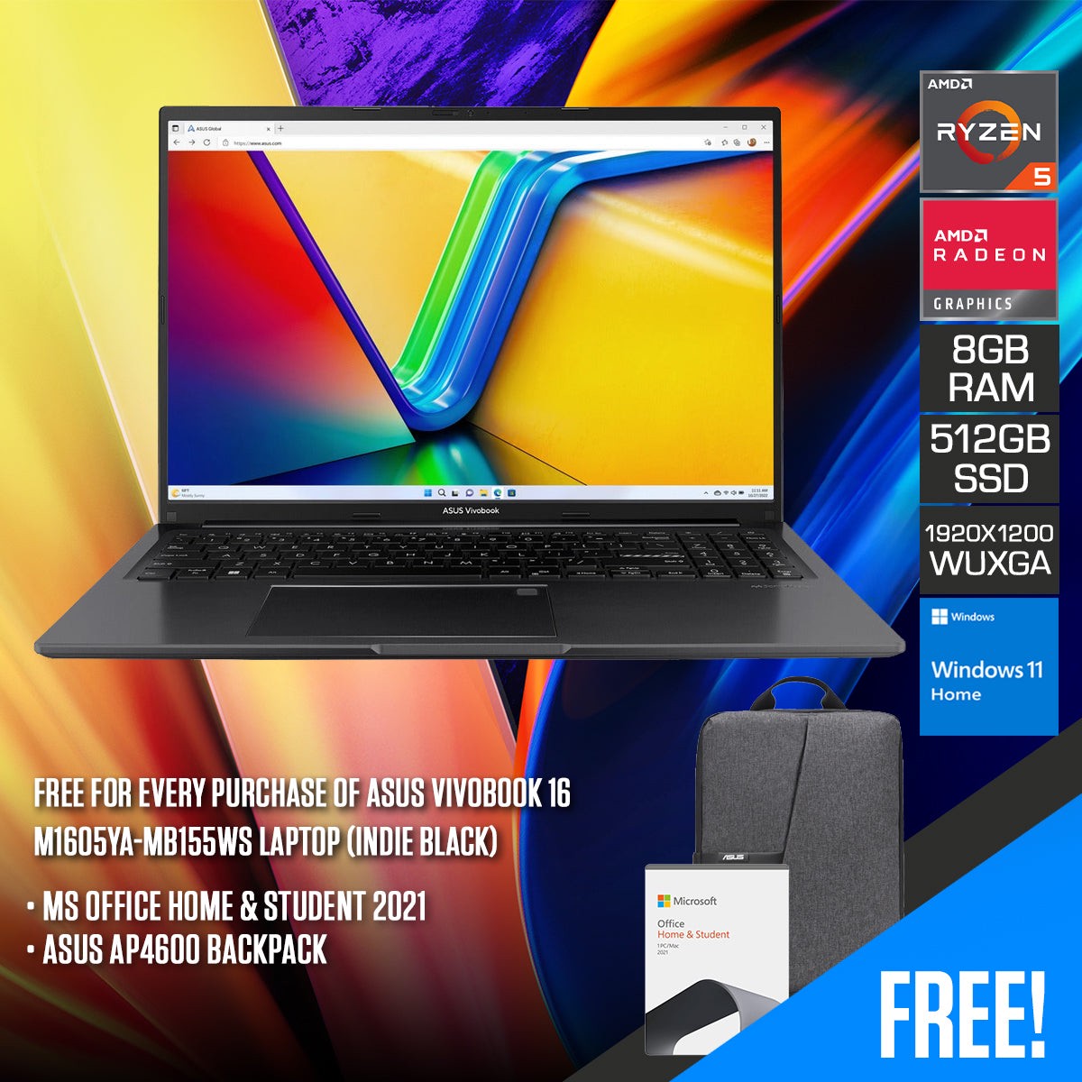 asus-vivobook-16-m1605ya-mb155ws-laptop-16-wuxga-ryzen-5-7530u-8gb-ddr4-512gb-ram-amd-radeon-graphics-windows-11-home-ms-office-home-student-2021-asus-ap4600-backpack