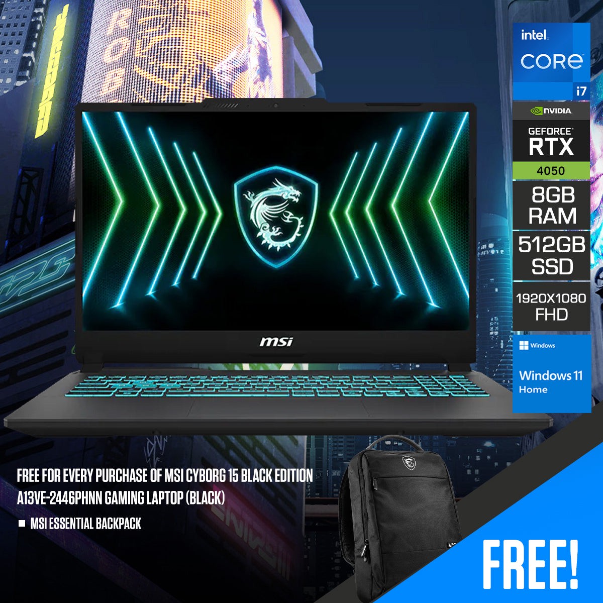 msi-cyborg-15-black-edition-a13ve-2452phnn-gaming-laptop-black-15-6-fhd-1920x1080-144hz-ips-core-i7-13620h-8gb-ram-512gb-ssd-rtx-4050-windows-11-home-msi-essential-backpack
