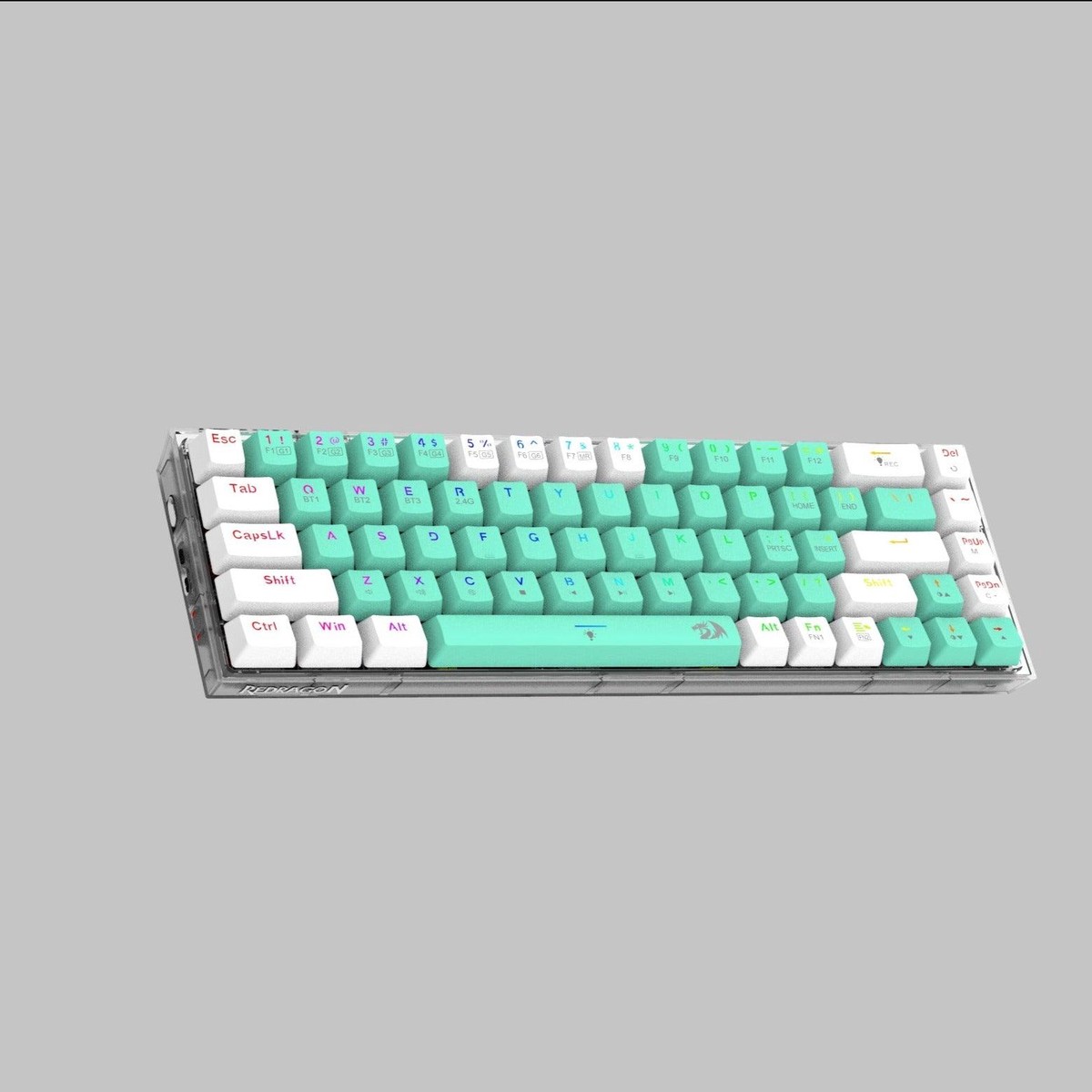 redragon-castor-pro-wired-2-4g-bt-68-keys-rgb-gaming-keyboard-yellow-switch-green-white-k631rgb-pro-gw