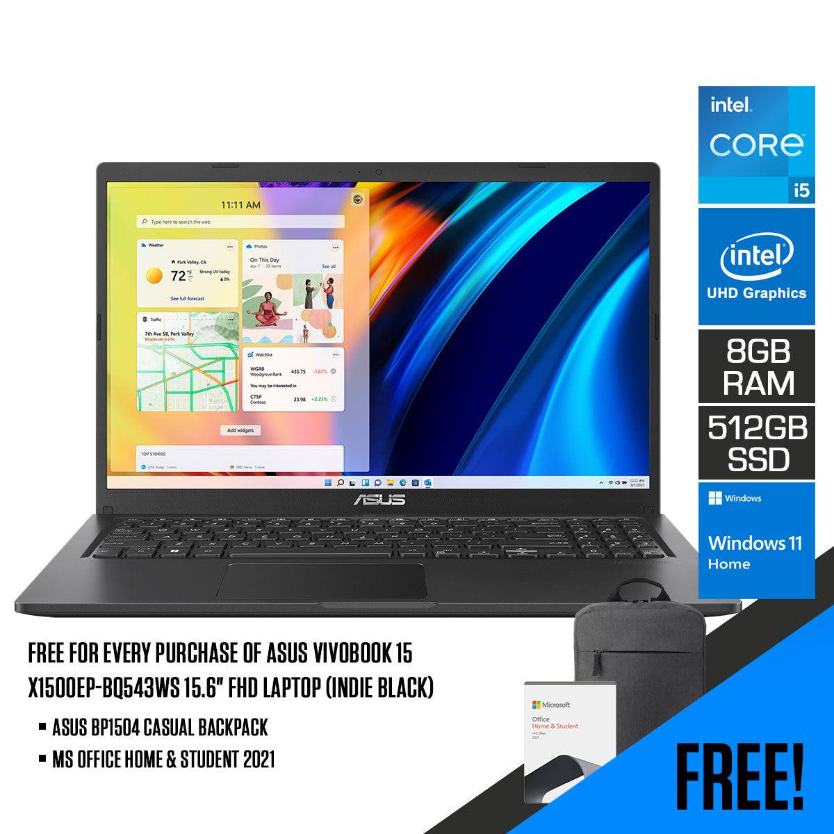 asus-vivobook-15-x1500ep-bq543ws-laptop-indie-black-15-6-fhd-i5-1135g7-8-gb-ddr4-512-gb-ssd-mx330-windows-11-home-ms-office-home-student-2021-asus-bp1504-casual-backpack