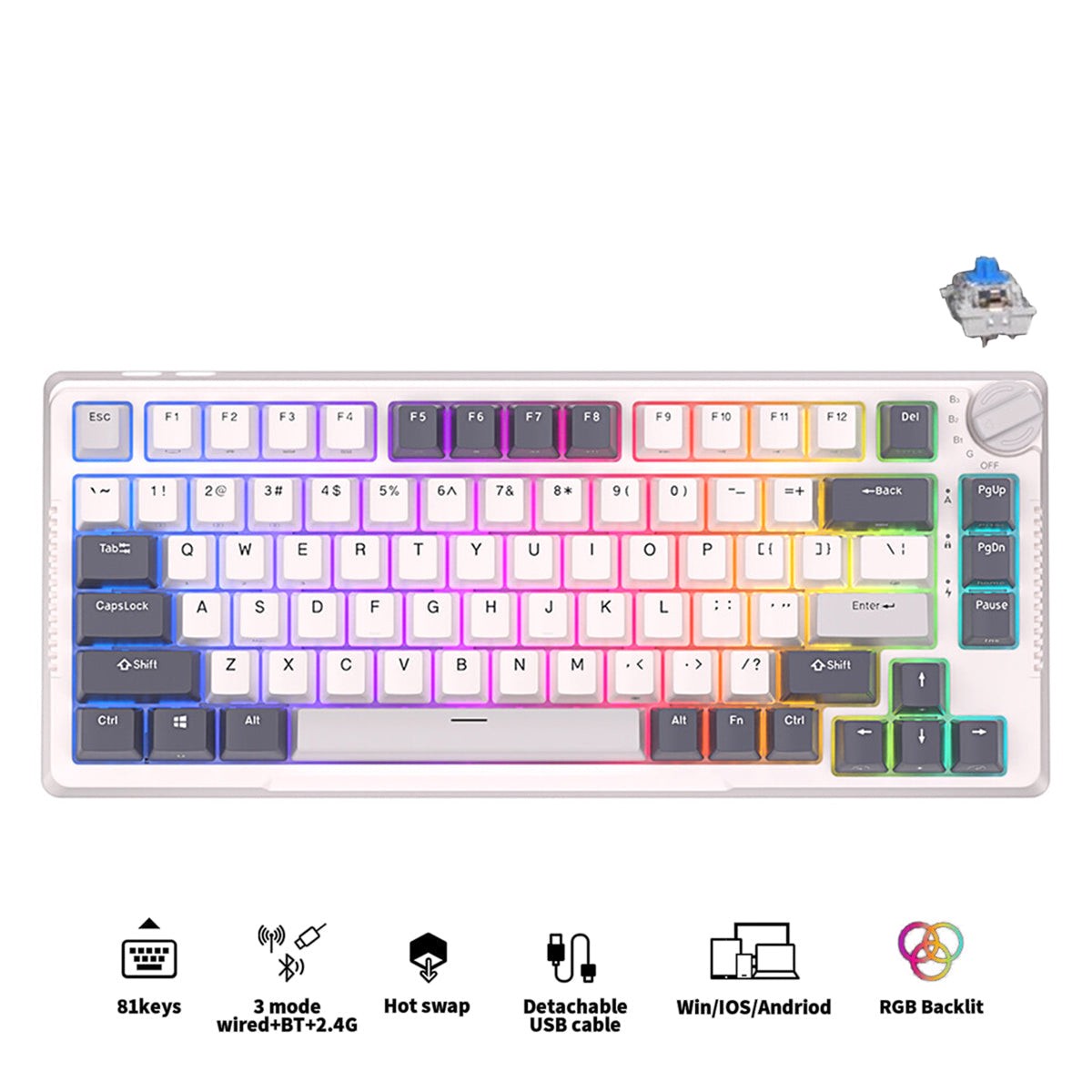 royal-kludge-rk-h81-tri-mode-rgb-81-keys-hot-swappable-mechanical-keyboard-white-night-blue-switch