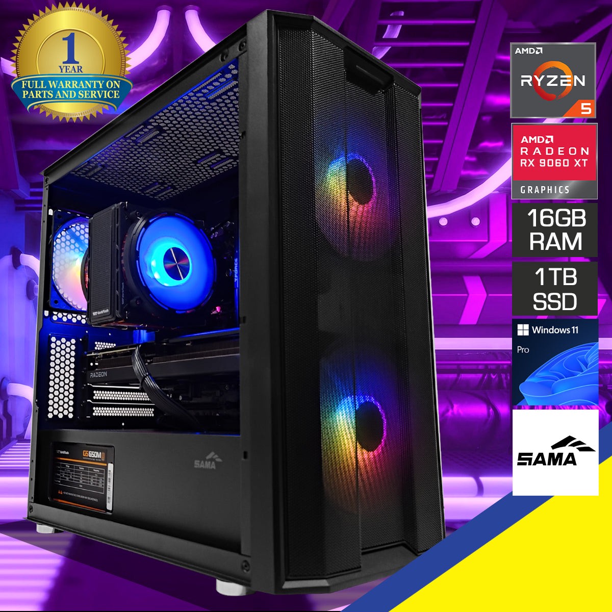 aurora-s30-black-desktop-gaming-pc-amd-ryzen-5-9600x-16gb-2x8gb-ram-1tb-ssd-rx-9060-xt-windows-11-pro