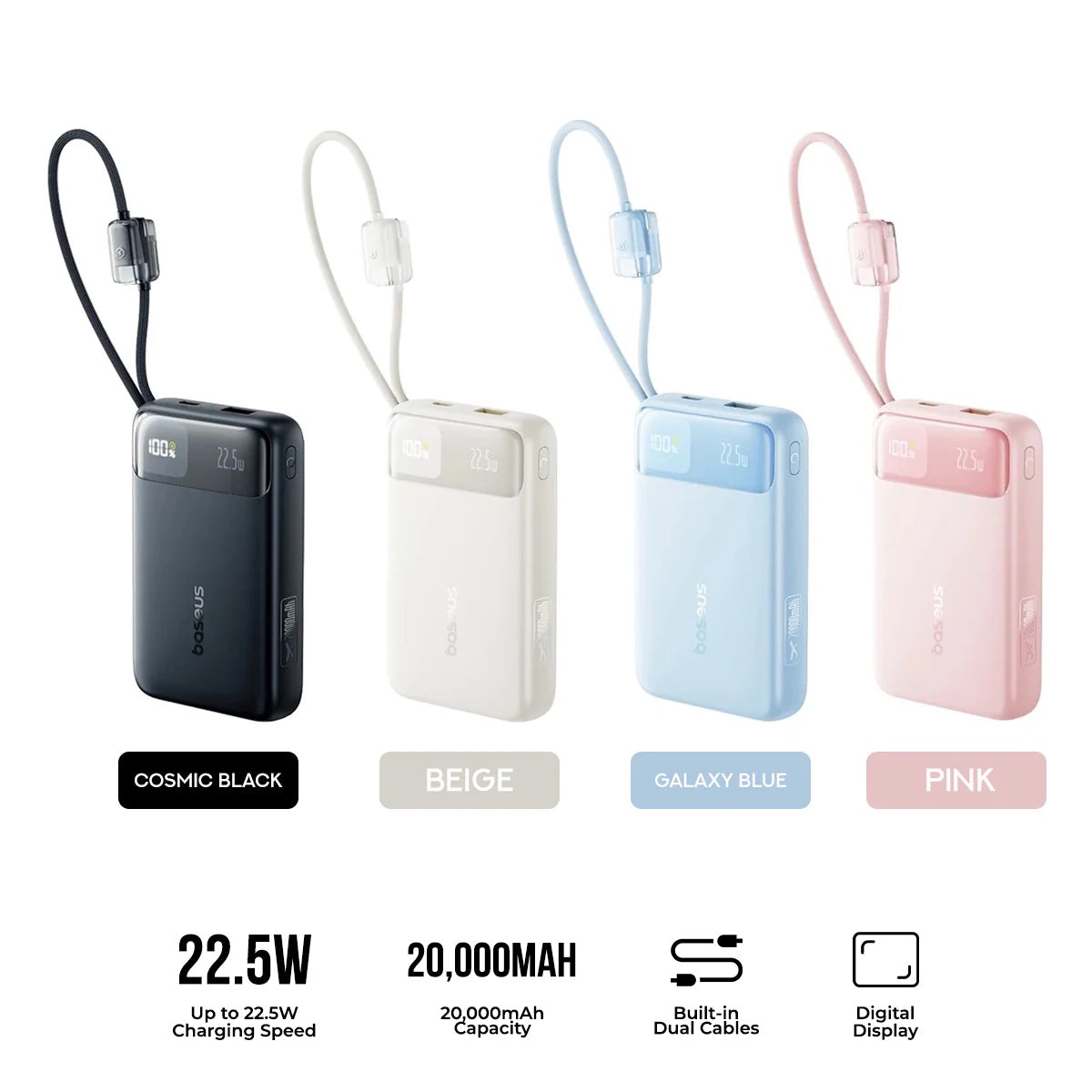 baseus-enerfill-fc11-digital-display-power-bank-with-dual-built-in-cables-20000mah-22-5w-cosmic-black-beige-galaxy-blue-baby-pink-e0027s04-e0027s05-e0027s06-e0027s07