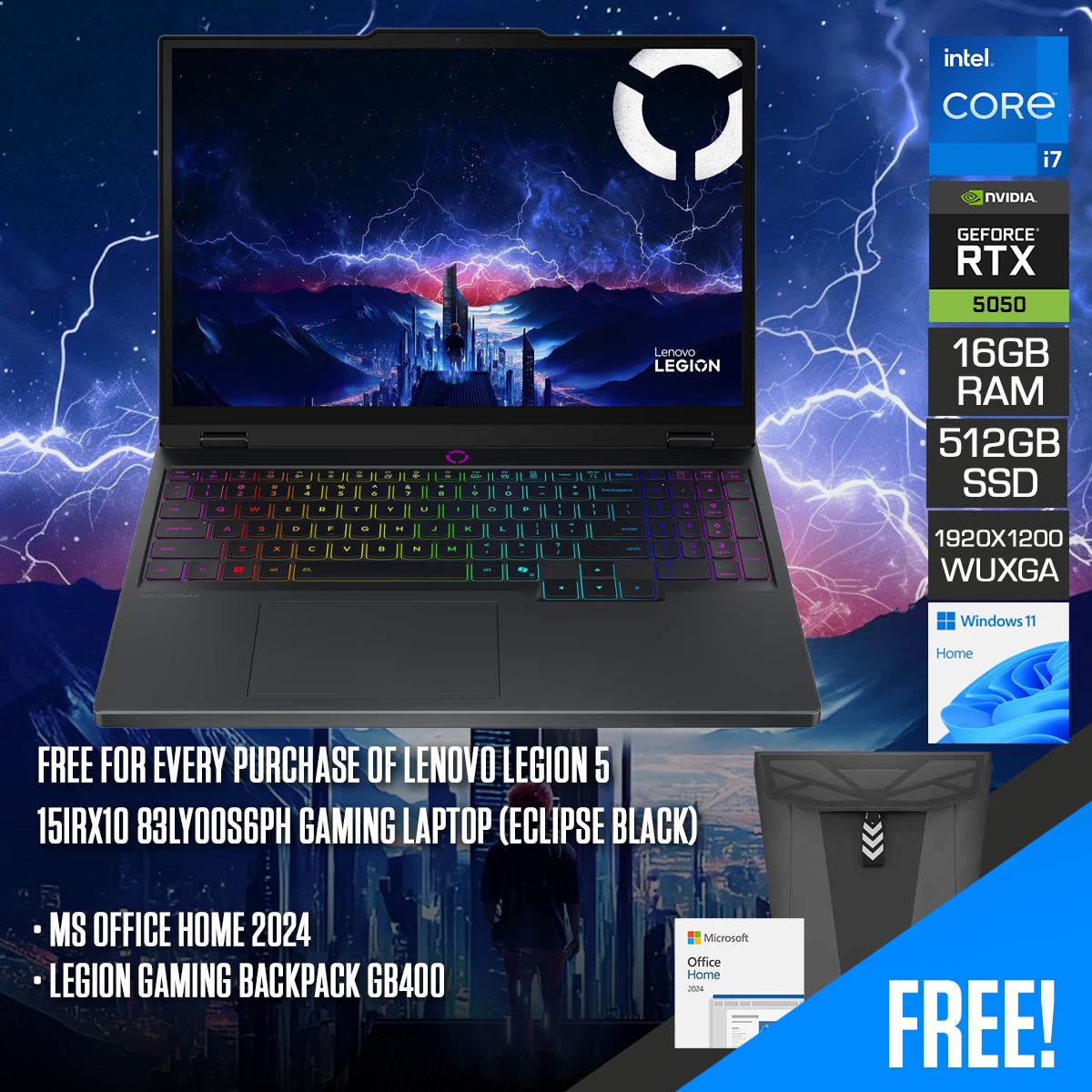 lenovo-legion-5-15irx10-83ly00s6ph-gaming-laptop-15-3-wuxga-ips-165hz-core-i7-13650hx-16gb-ram-512gb-ssd-rtx-5050-windows-11-home-ms-office-home-2024-legion-gaming-backpack-gb400