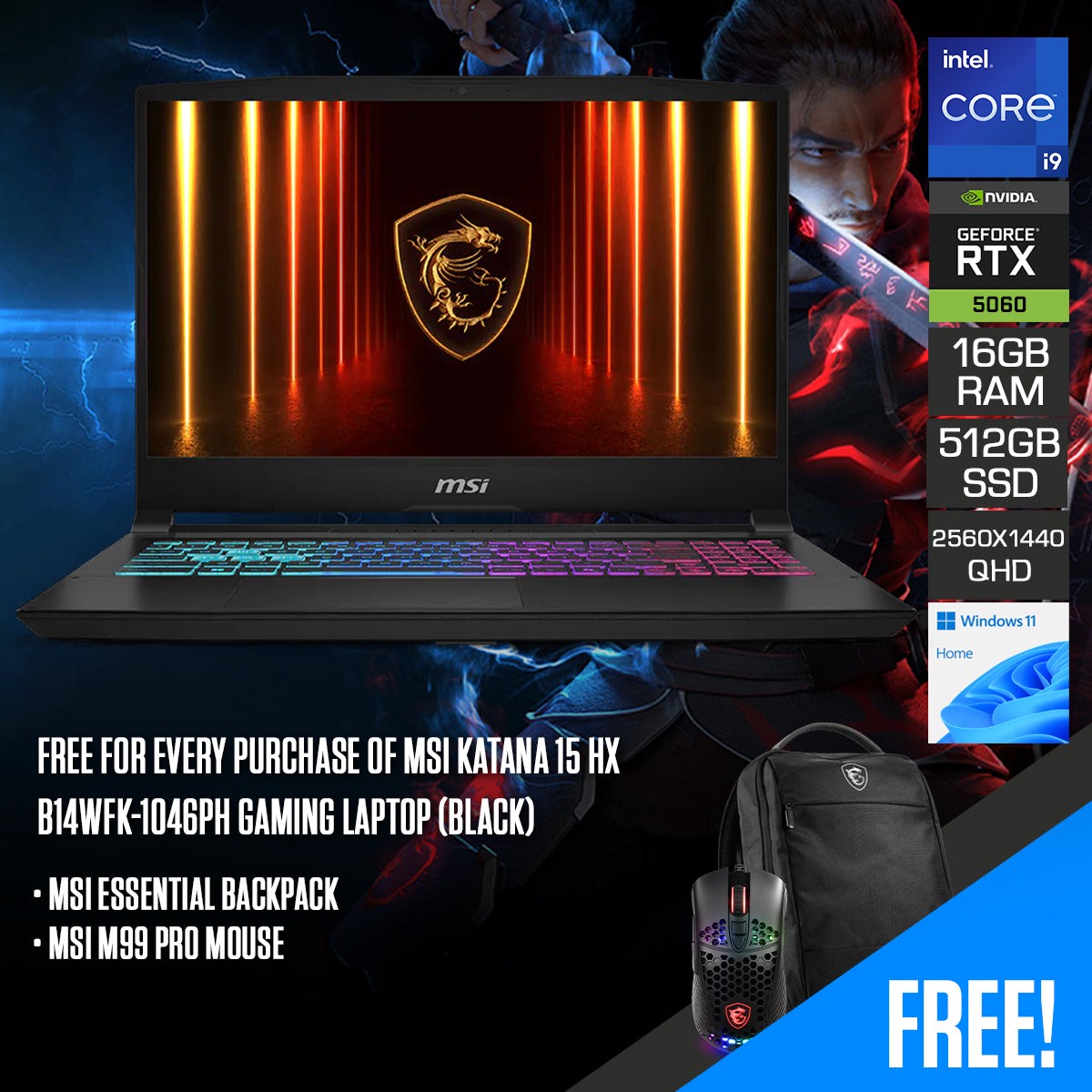 msi-katana-15-hx-b14wfk-1046ph-gaming-laptop-black-15-6-qhd-2560x1440-165hz-core-i9-14900hx-16gb-ram-512gb-ssd-rtx-5060-windows-11-home-msi-essential-backpack-msi-m99-pro-mouse