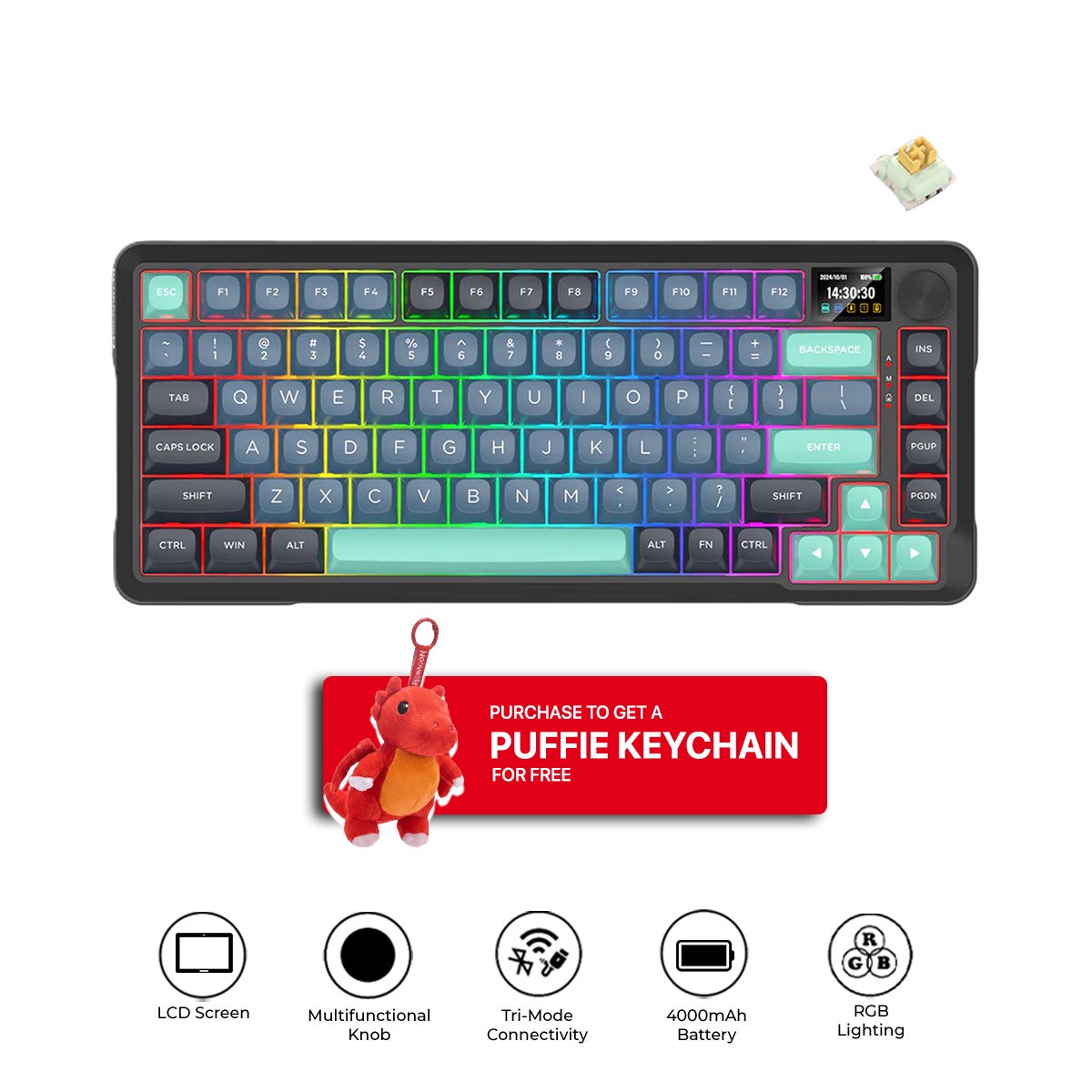redragon-behemoth-k724gbg-rgb-pro-tri-mode-gasket-mounted-mechanical-keyboard-with-lcd-screen-grey-blue-green-yolk-rpc-linear-switch