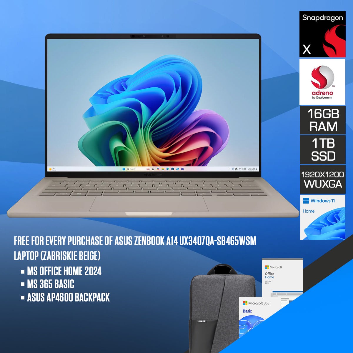 asus-zenbook-a14-ux3407qa-sb465wsm-laptop-14-wuxga-ips-snapdragon-x-x1-26-100-16gb-ram-1tb-ssd-qualcomm-adreno-gpu-windows-11-home-ms-office-home-2024-ms-365-basic-asus-ap4600