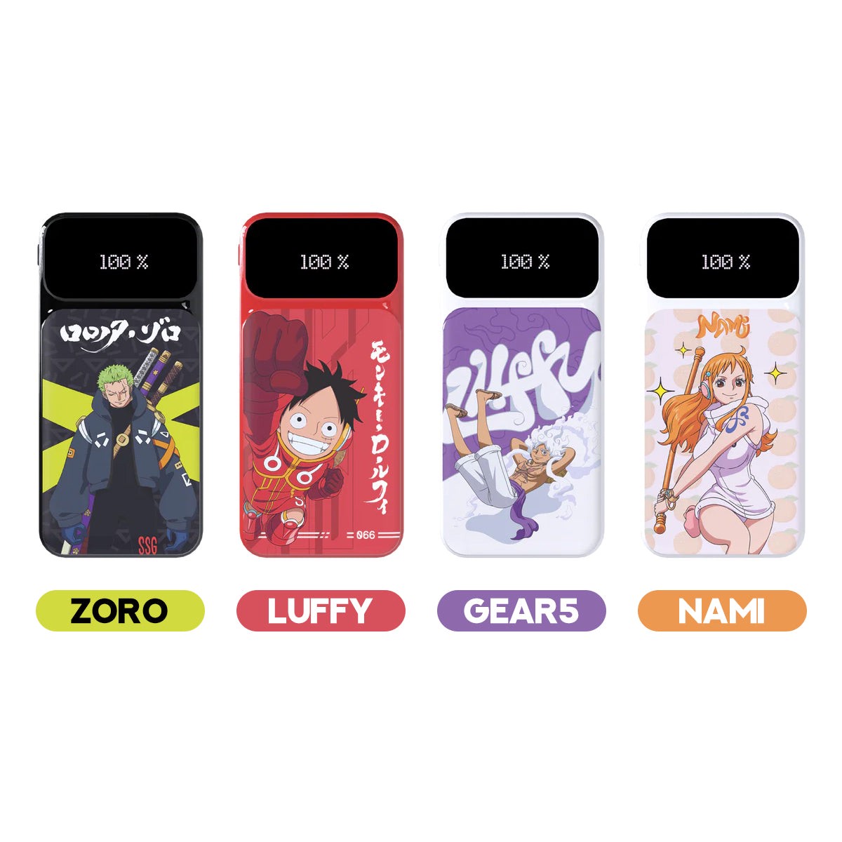fantech-x-one-piece-t2a-powerpack-20000mah-portable-power-bank-with-built-in-usb-c-a-lightning-cable-luffy-gear-5-nami-zoro