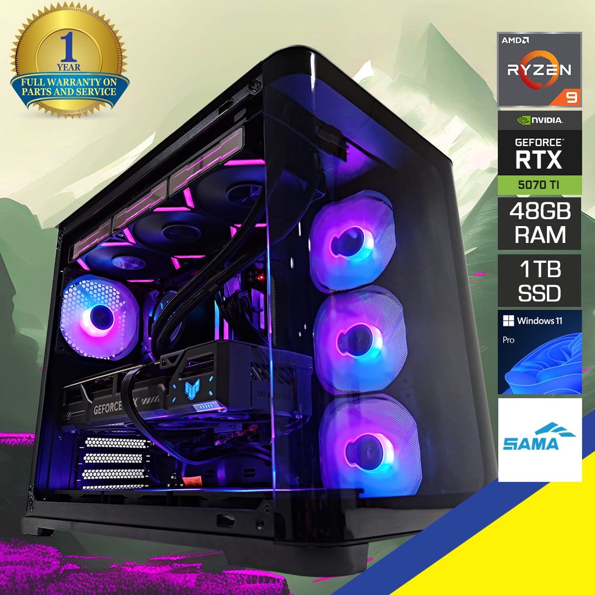 ultra-v60-black-desktop-gaming-pc-amd-ryzen-9-9900x-48gb-ram-1tb-ssd-rtx-5070-ti-windows-11-pro