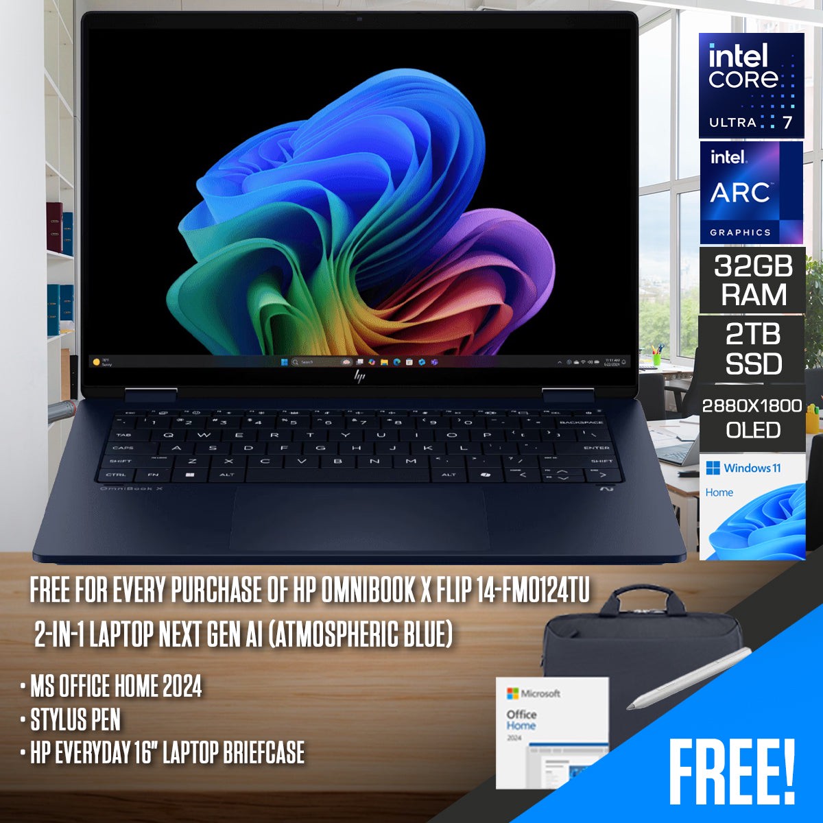 hp-omnibook-x-flip-14-fm0124tu-2-in-1-laptop-next-gen-ai-14-3k-oled-touch-120hz-core-ultra-7-258v-32gb-ram-2tb-ssd-intel-arc-140v-windows-11-home-ms-office-home-2024-stylus-pen-hp