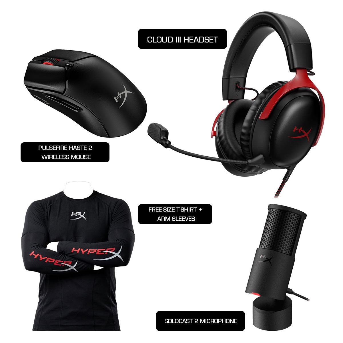 hyperx-merch-bundle-2026-cloud-iii-headset-solocast-2-microphone-pulsefire-haste-2-wireless-mouse-free-size-t-shirt-arm-sleeves