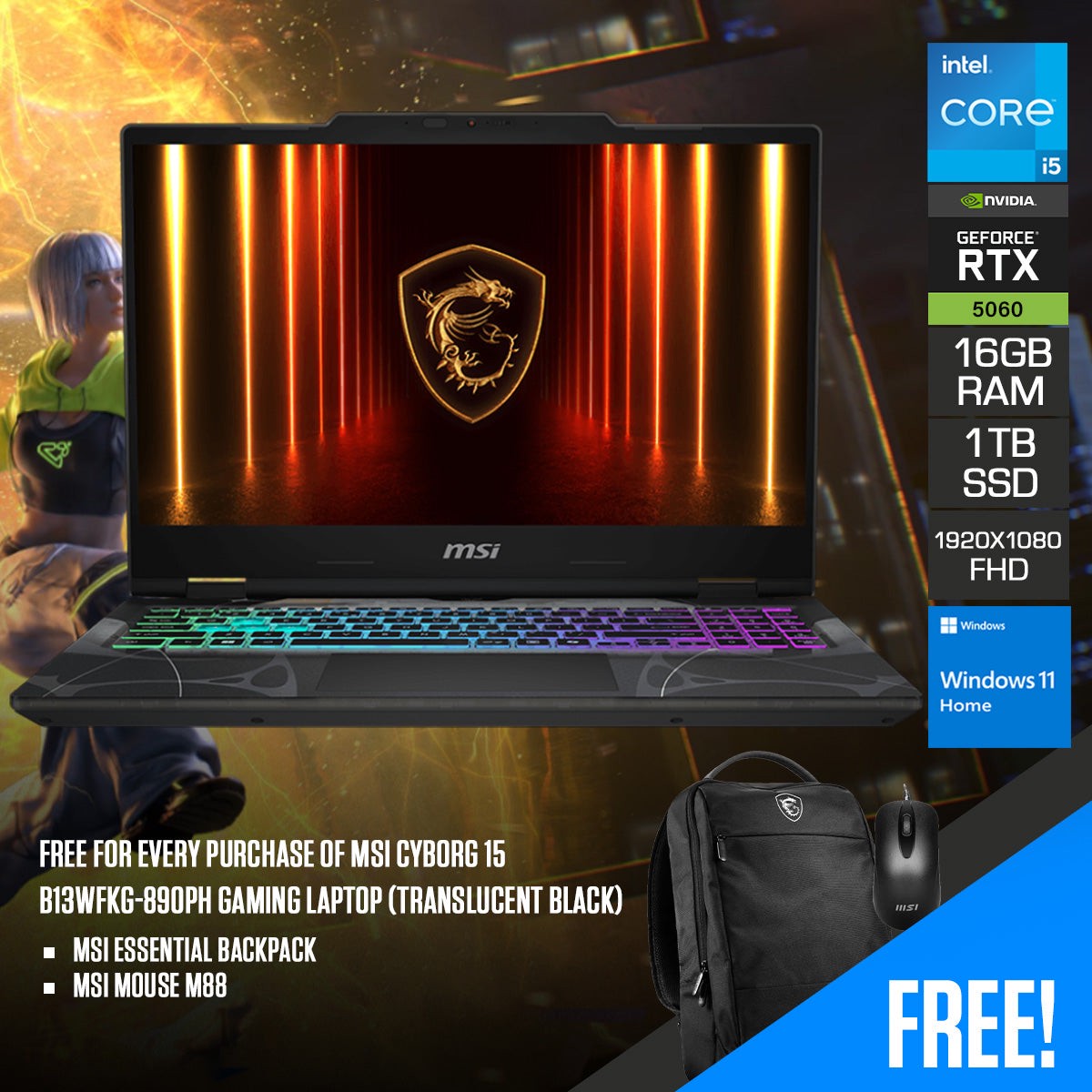 msi-cyborg-15-b13wfkg-890ph-gaming-laptop-15-6-fhd-144hz-ips-core-i5-13420h-16gb-ram-1tb-ssd-rtx-5060-windows-11-home-msi-essential-backpack-msi-mouse-m88