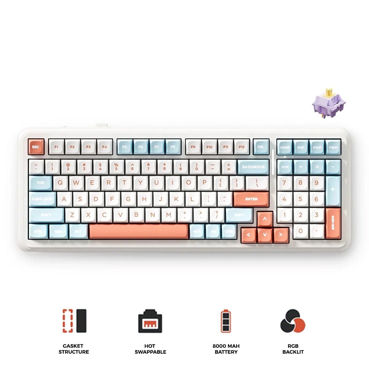 mchose-k99-v2-rgb-tri-mode-hot-swappable-mechanical-keyboard-horizon-orange-hyacinth-purple-switch