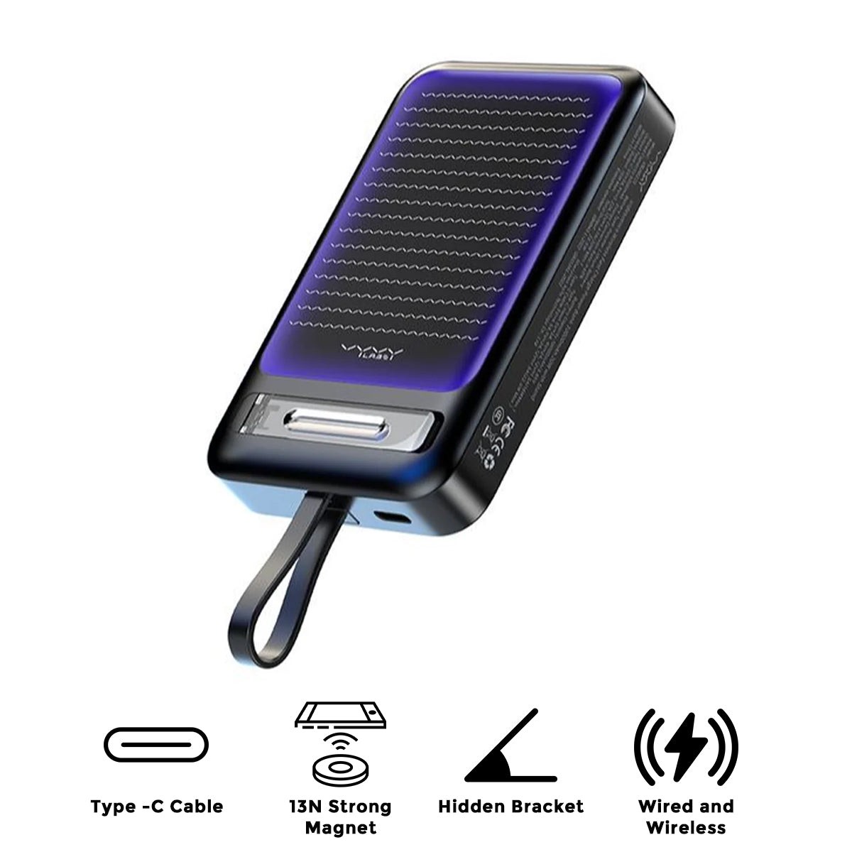 vyvylabs-iridescence-wireless-fast-charge-power-bank-type-c-edition-10000mah-20w-with-stand-glazed-black-vbjm225-bk