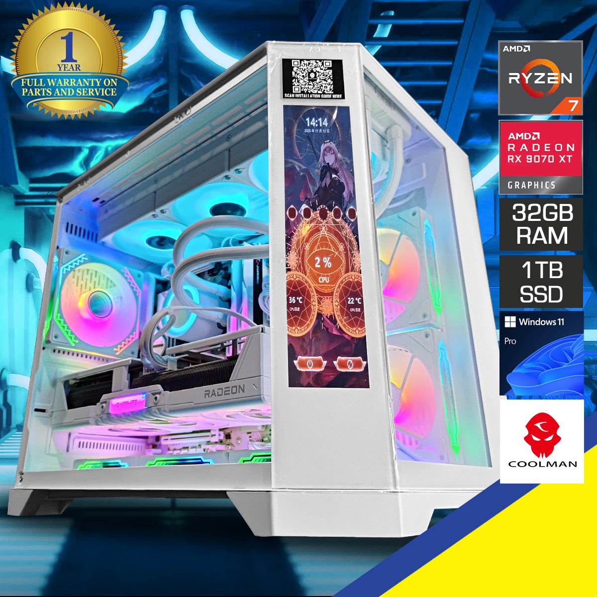 sophos-spectra-with-display-white-desktop-gaming-pc-amd-ryzen-7-9700x-32gb-ram-1tb-ssd-rx-9070-xt-windows-11-pro