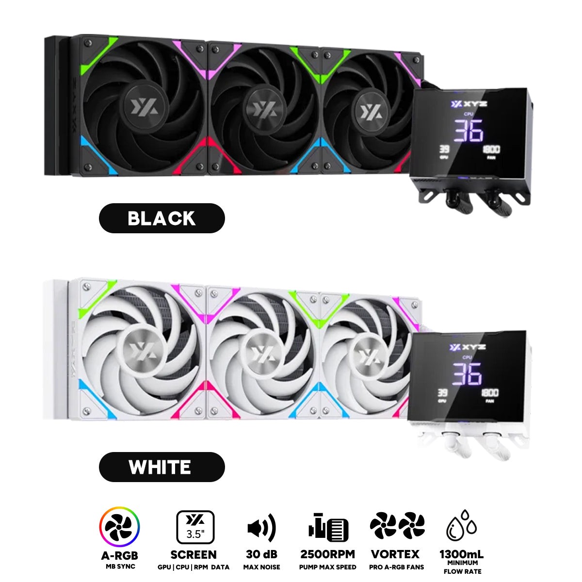 xyz-hydrotemp-360-argb-liquid-cooler-with-temperature-display-black-white