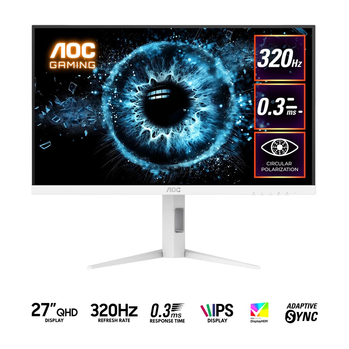 aoc-q27g4sl-ws-69-27-qhd-2560x1440-320hz-0-3ms-mprt-1ms-gtg-fats-ips-circular-polarized-gaming-monitor-with-tilt-height-swivel-pivot-adjustment-white-silver