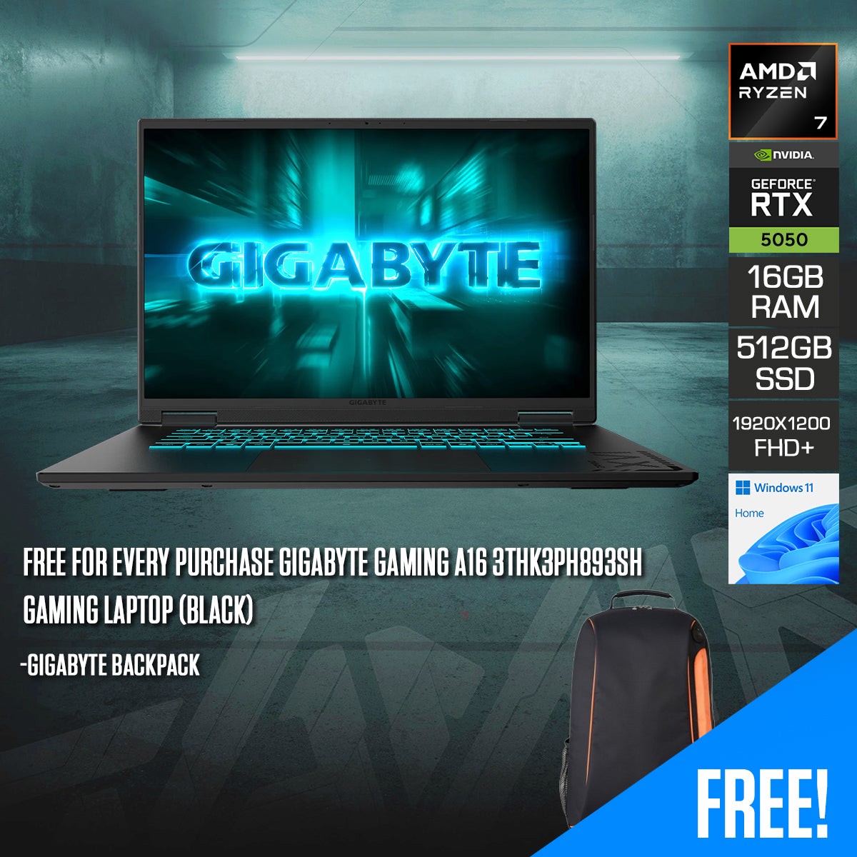 gigabyte-gaming-a16-3thk3ph893sh-gaming-laptop-black-16-fhd-1920x1200-165hz-ips-ryzen-7-260-16gb-ram-512gb-ssd-rtx-5050-8gb-windows-11-home-gigabyte-backpack