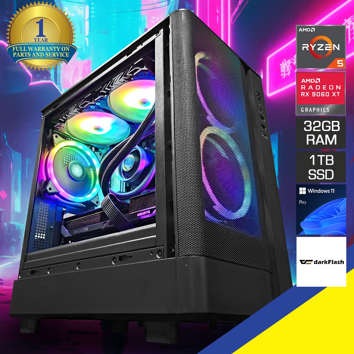 sigma-db330m-mesh-black-desktop-gaming-pc-ryzen-5-7500f-32gb-ram-1tb-ssd-rx-9060-xt-windows-11-pro