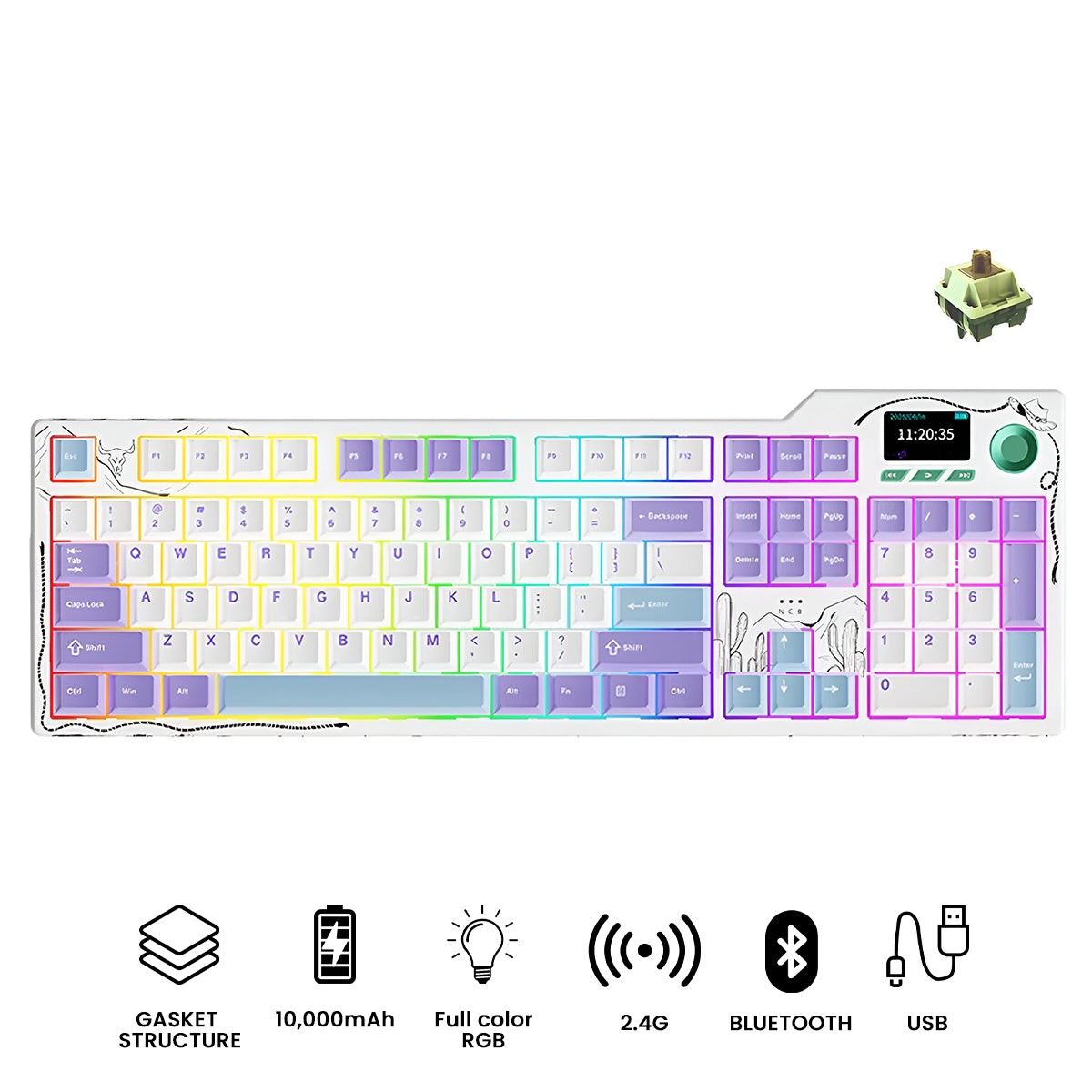 ajazz-ak35i-v4-rgb-tri-mode-100-104-keys-gasket-mounted-hot-swappable-mechanical-keyboard-purple-white-blue-avocado-switch
