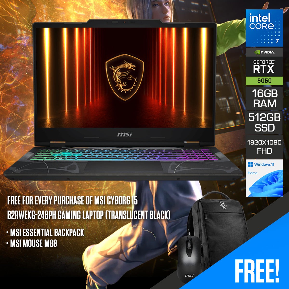 msi-cyborg-15-b2rwekg-248ph-gaming-laptop-15-6-fhd-144hz-ips-core-7-240h-16gb-ram-512gb-ssd-rtx-5050-windows-11-home-msi-essential-backpack-msi-mouse-m88