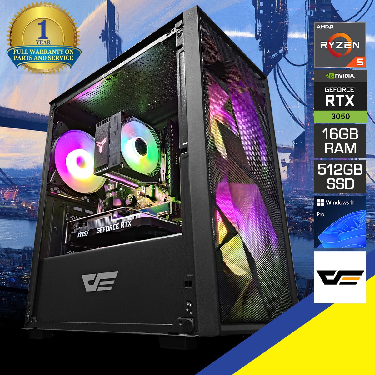 new-arrival-alpha-m305-mesh-black-desktop-gaming-pc-amd-ryzen-5-5500-16gb-ram-512gb-ssd-rtx-3050-windows-11-pro