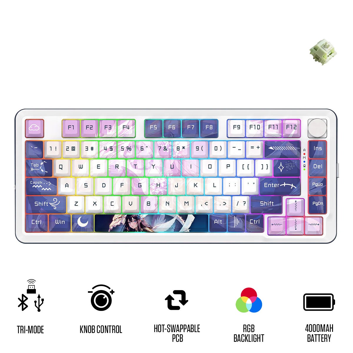 redragon-k681acg-cyrus-pro-anime-ed-rgb-wireless-75-hot-swappable-gasket-mechanical-keyboard-with-knob-mint-mambo-linear-switch-k681acg-rgb-pro