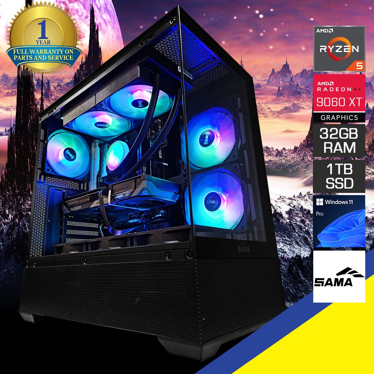 sigma-v40-black-desktop-gaming-pc-ryzen-5-7500f-32gb-ram-1tb-ssd-rx-9060-xt-windows-11-pro