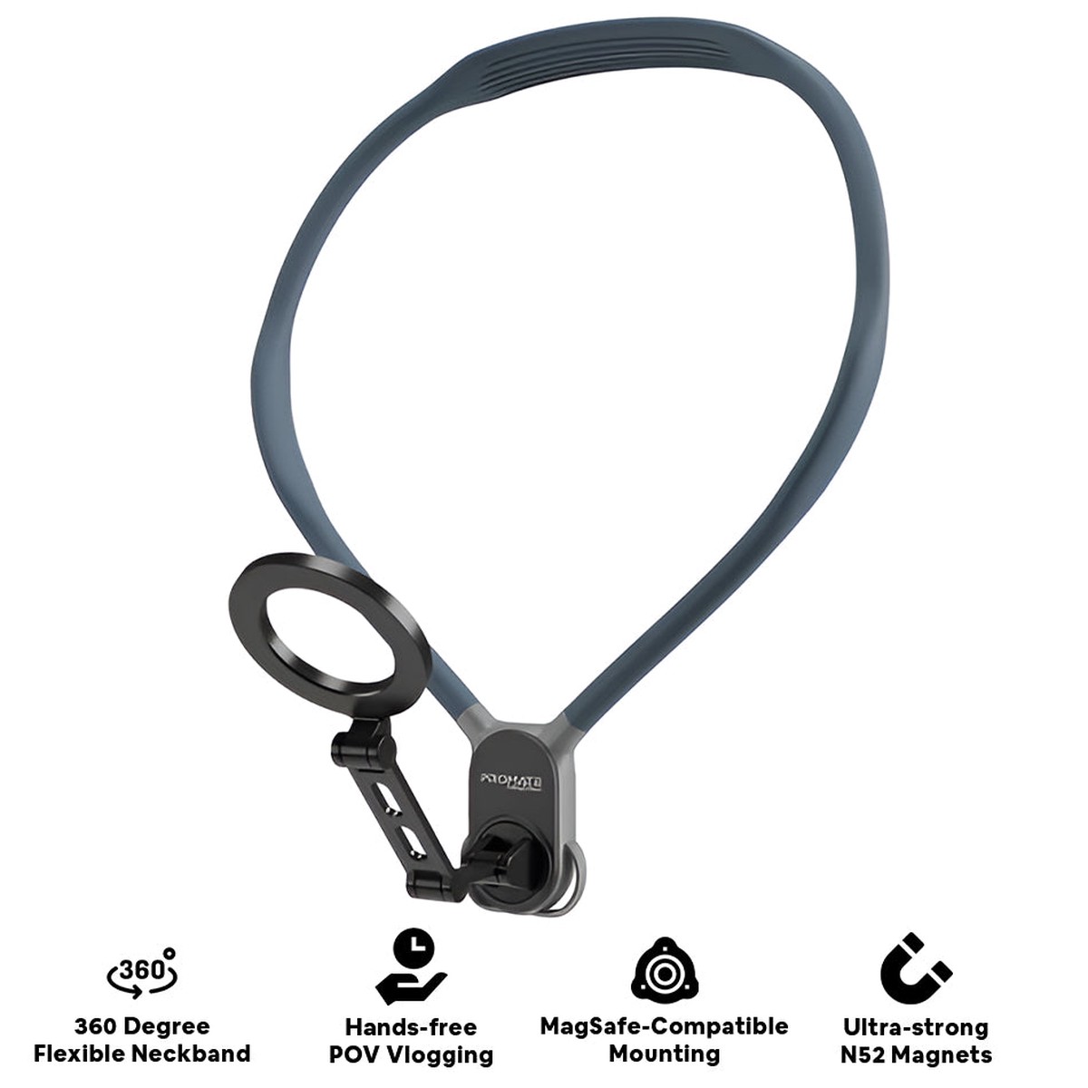 promate-magview-flexible-neckband-magsafe-compatible-phone-mount-for-handsfree-pov-blue