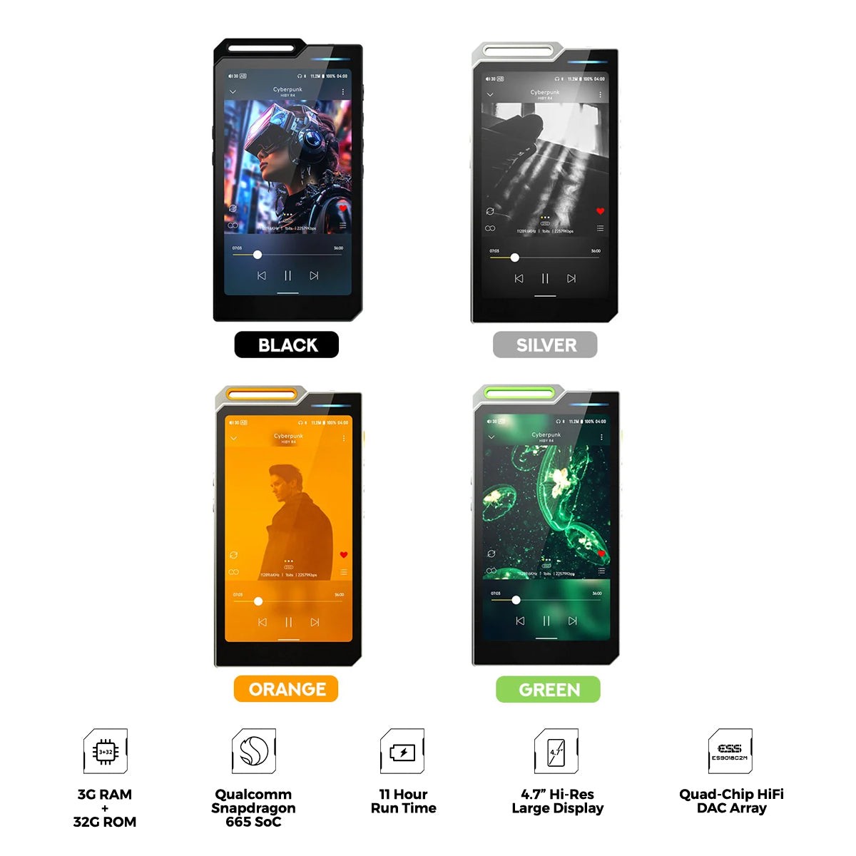 hiby-r4-4-way-hifi-android-digital-audio-player-with-hiby-r4-strap-black-silver-orange-green