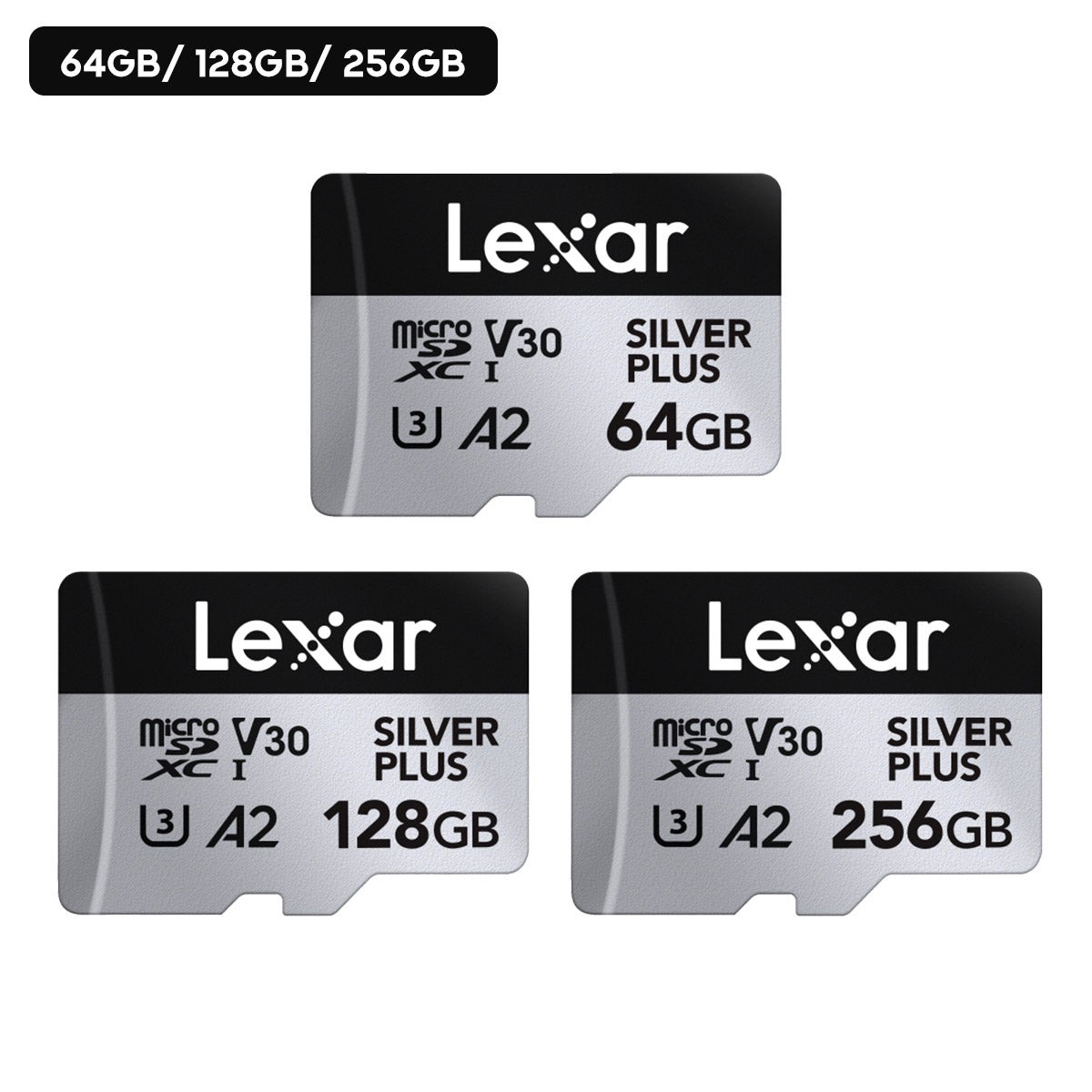 lexar-professional-silver-plus-microsdxc-uhs-i-c10-u3-v30-a2-205mb-s-read-memory-card-64gb-128gb-256gb