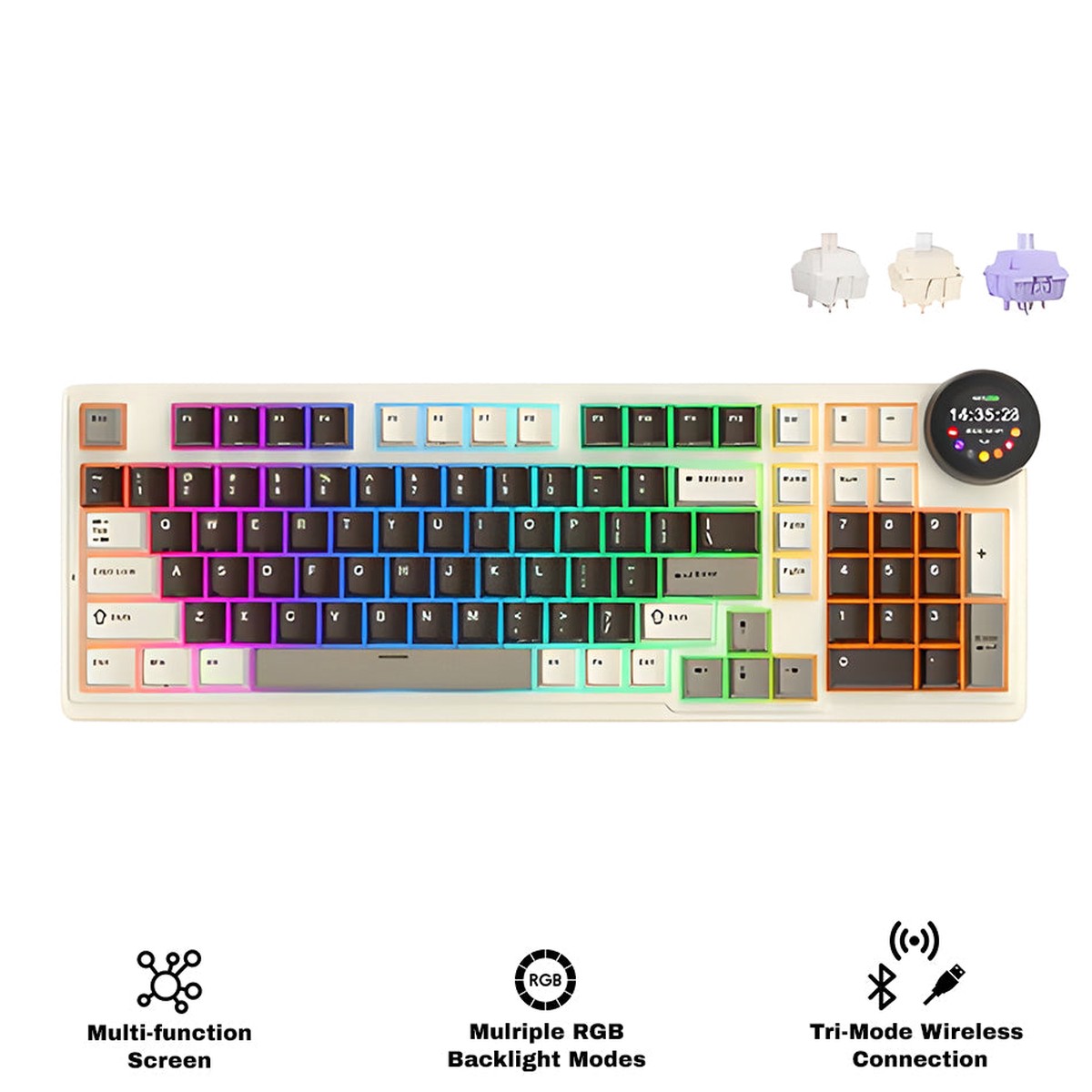 royal-kludge-rk-n99-tri-mode-rgb-98-keys-hot-swappable-mechanical-keyboard-mocha-grey-beige-cream-violet-switch