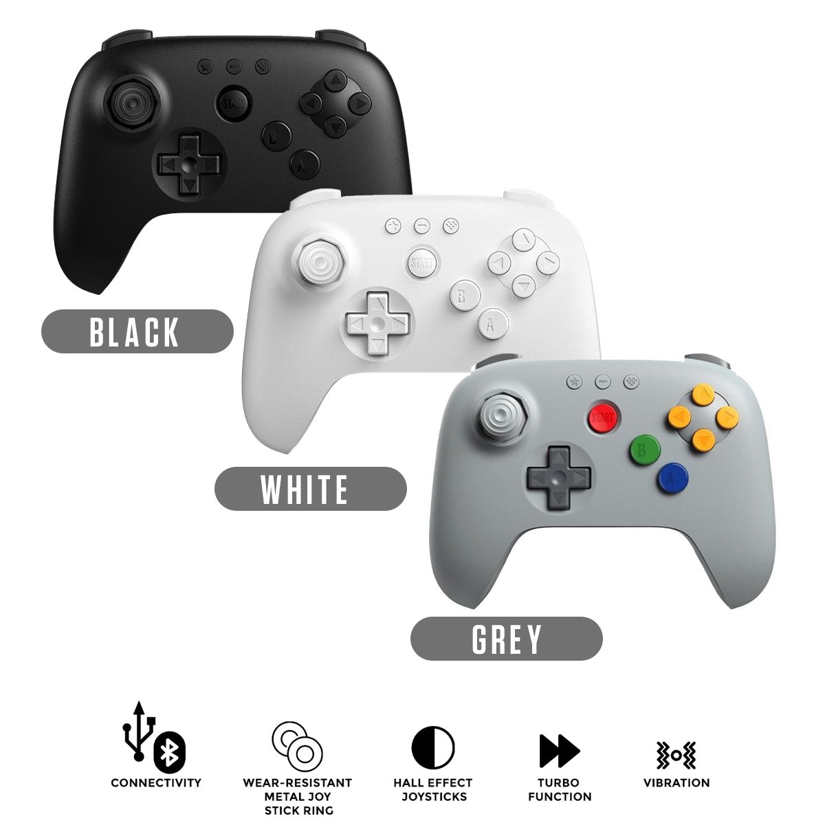 8bitdo-64-bluetooth-controller-for-analogue-3d-switch-windows-android-black-white-grey-80ne