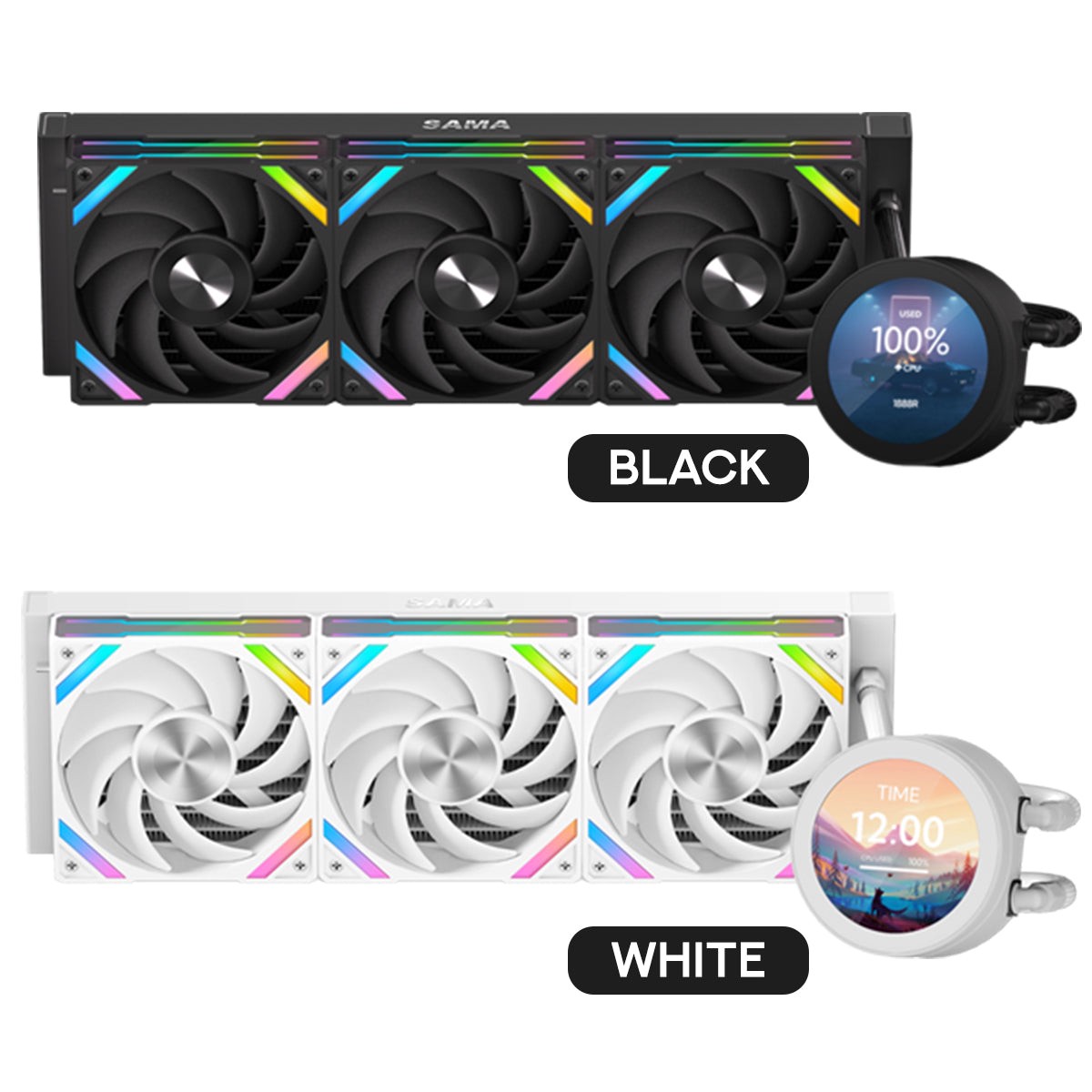 sama-q70-360mm-aio-cpu-cooler-with-detachable-2-8-lcd-screen-black-white