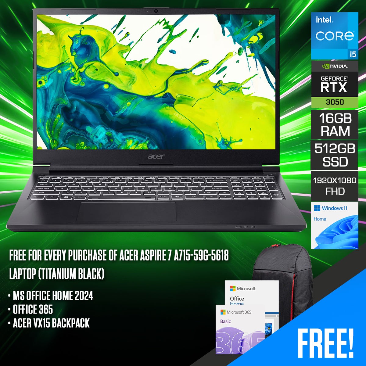 acer-aspire-7-a715-59g-5618-laptop-15-6-fhd-144hz-core-i5-13420h-16gb-ram-512gb-ssd-rtx-3050-windows-11-home-ms-office-home-2024-office-365-acer-vx15-backpack