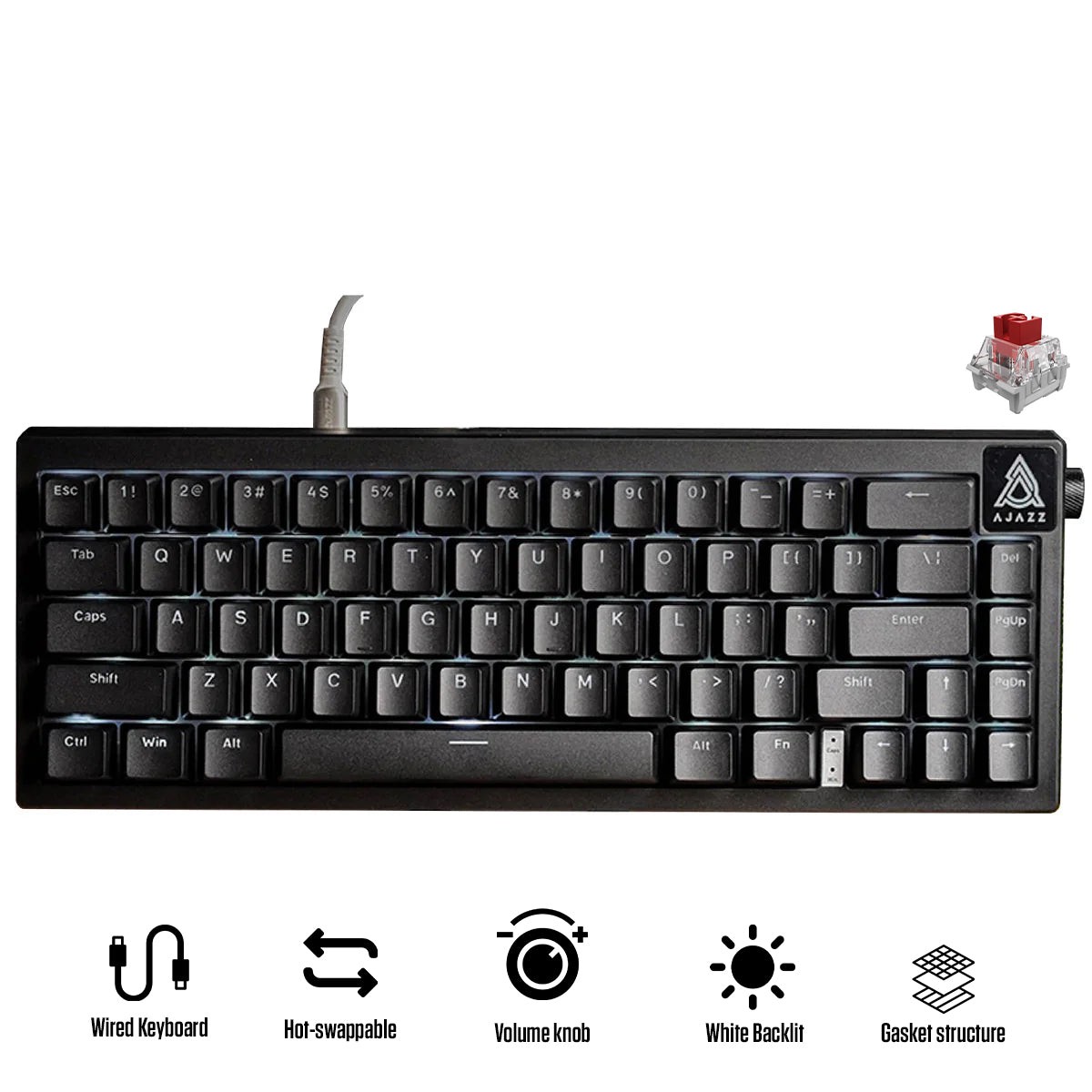 ajazz-ak650-white-backlit-wired-66-key-gasket-mounted-hot-swappable-mechanical-keyboard-black-red-switch