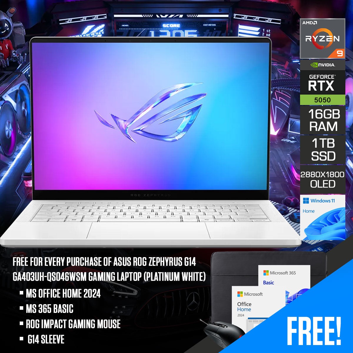 asus-rog-zephyrus-g14-ga403uh-qs046wsm-gaming-laptop-14-3k-oled-120hz-ryzen-9-270-16gb-ram-1tb-ssd-rtx-5050-gn22-x2-windows-11-home-ms-office-home-2024-ms-365-basic-rog-impact