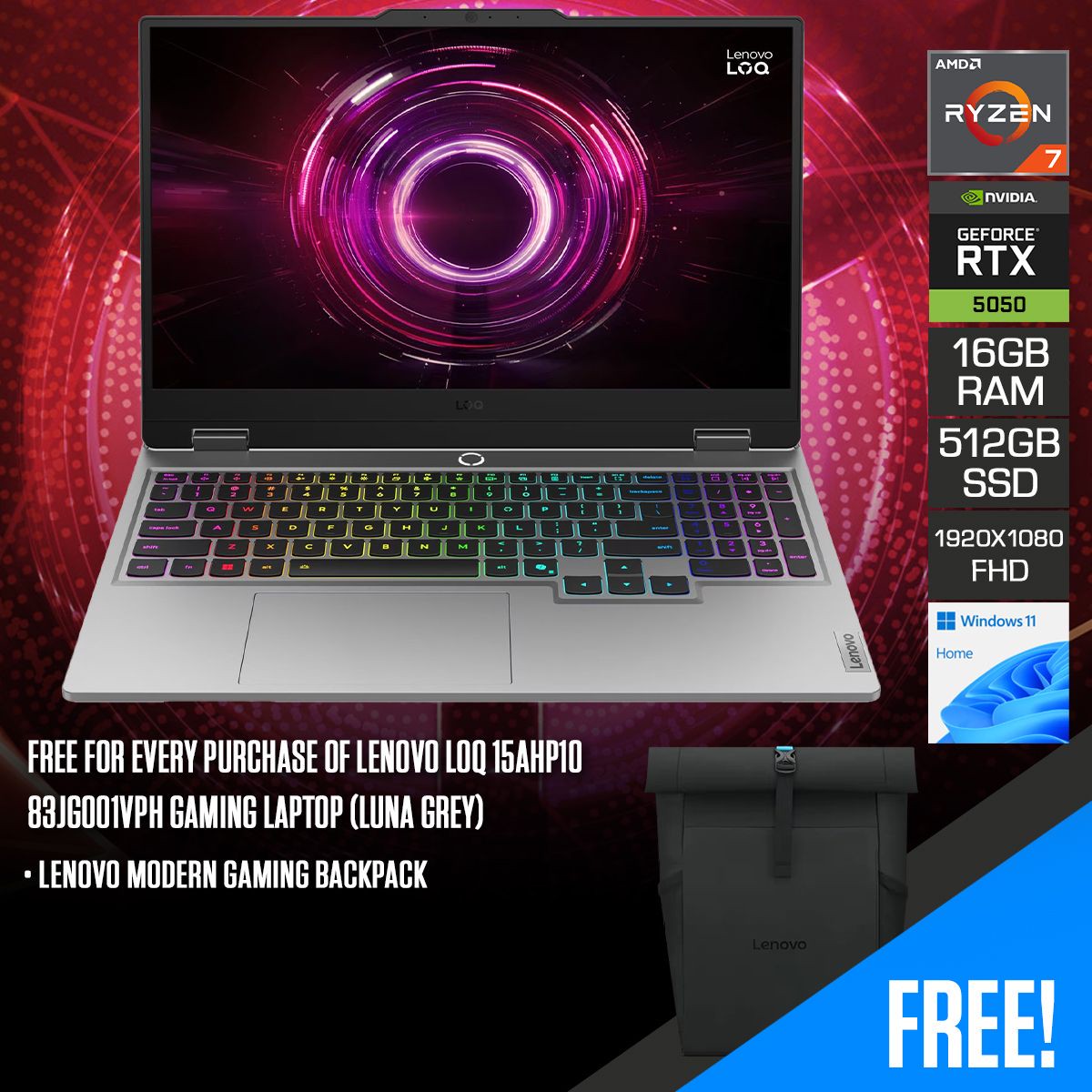 lenovo-loq-15ahp10-83jg001vph-gaming-laptop-luna-grey-15-6-fhd-1920x1080-ips-144hz-ryzen-7-250-16gb-ram-512gb-ssd-rtx-5050-windows-11-home-lenovo-modern-gaming-backpack